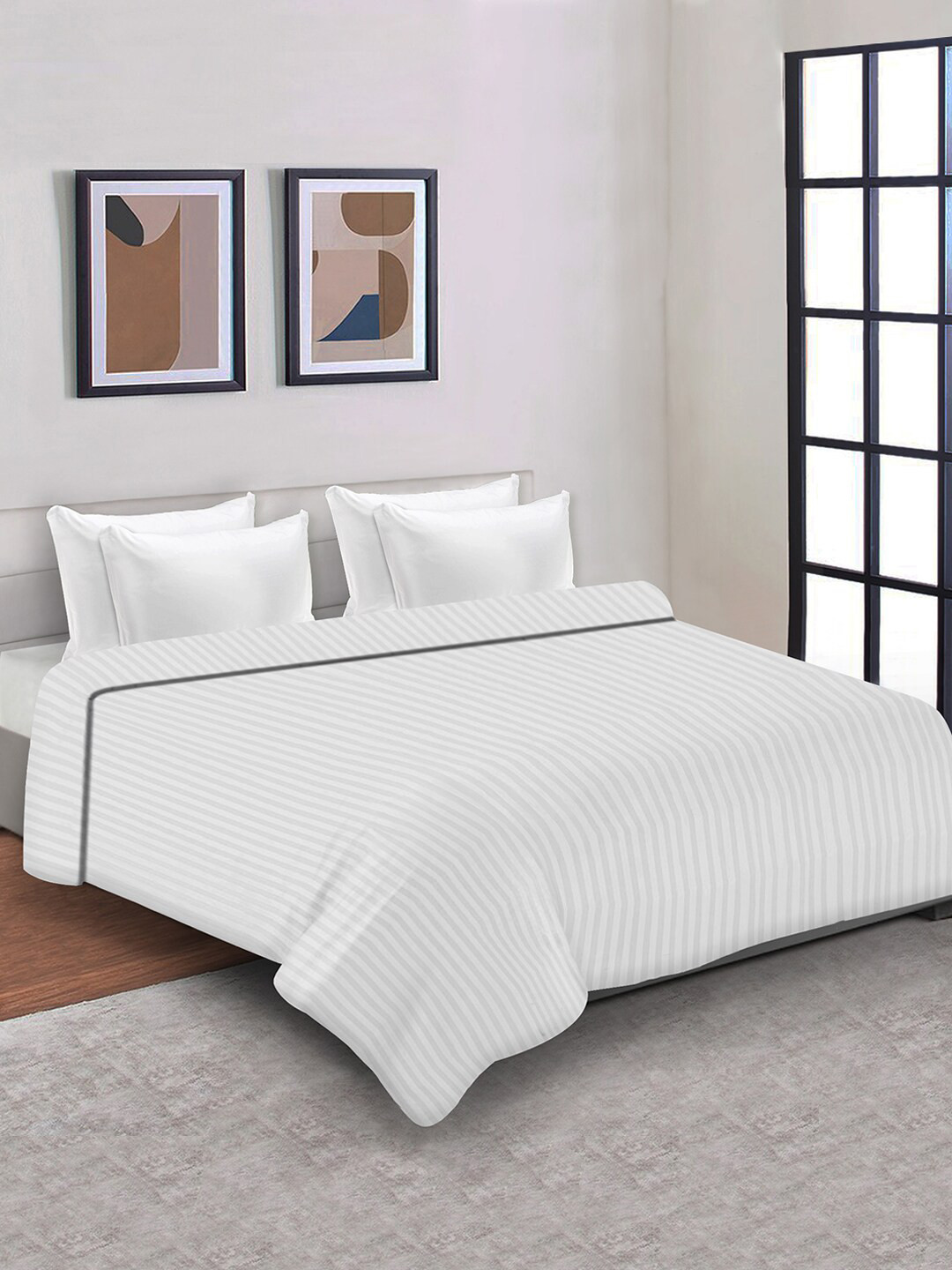 

Aura White Striped Mild Winter 150 GSM Double Bed Duvet