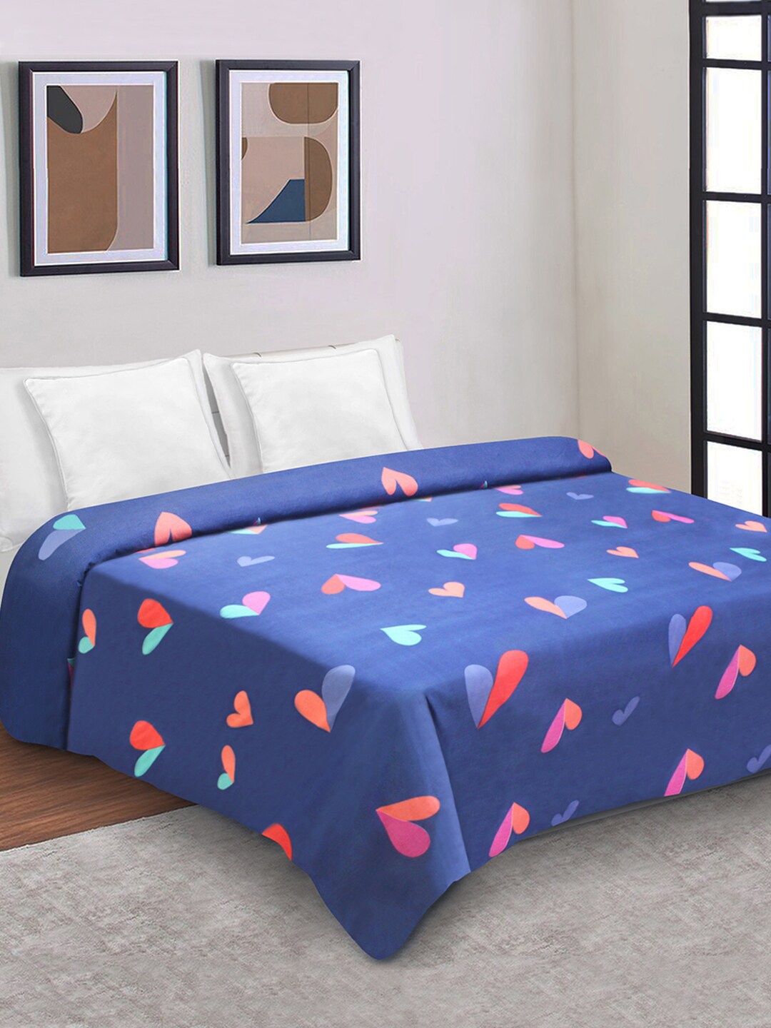 

Aura Geometric Mild Winter 150 GSM Single Bed Duvet With Zip Closure, Blue