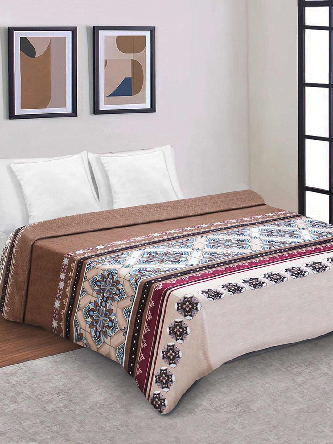 

Aura Brown Geometric Mild Winter 150 GSM Single Bed Duvet Cover