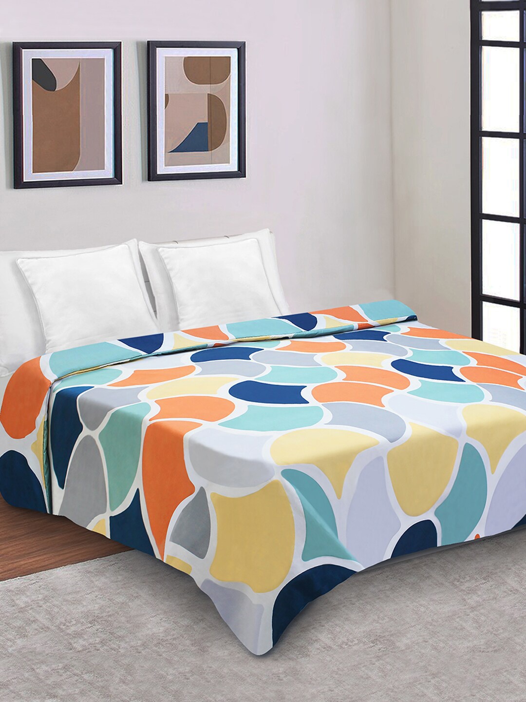 

Aura Orange & Blue Floral Mild Winter 150 GSM Single Bed Duvet