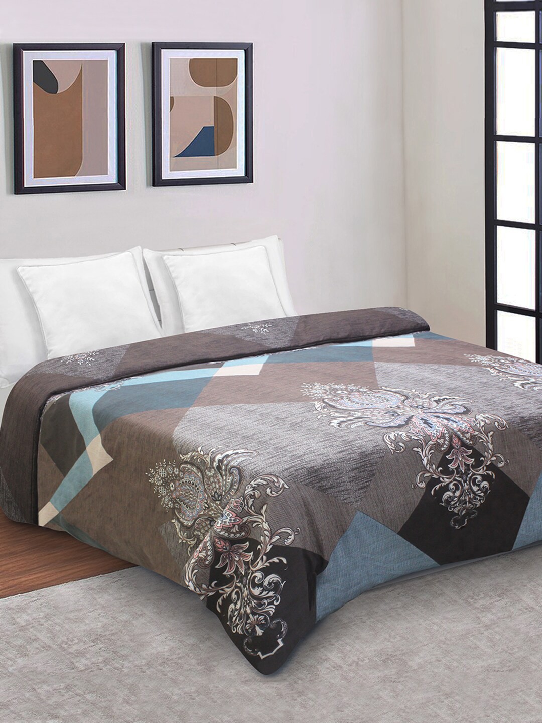 

Aura Floral Mild Winter 150 GSM Single Bed Duvet Cover, Blue