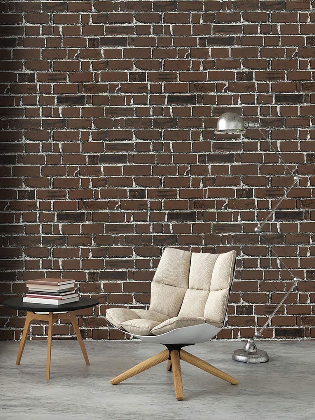 

KAAF Brown & White Brick Design Adhesive Wall Sticker