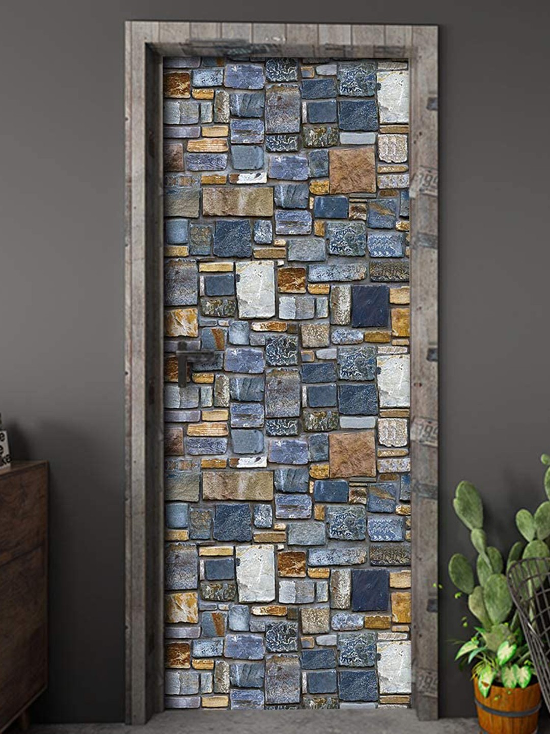 

KAAF Blue & Grey Bricks Design Wallpaper