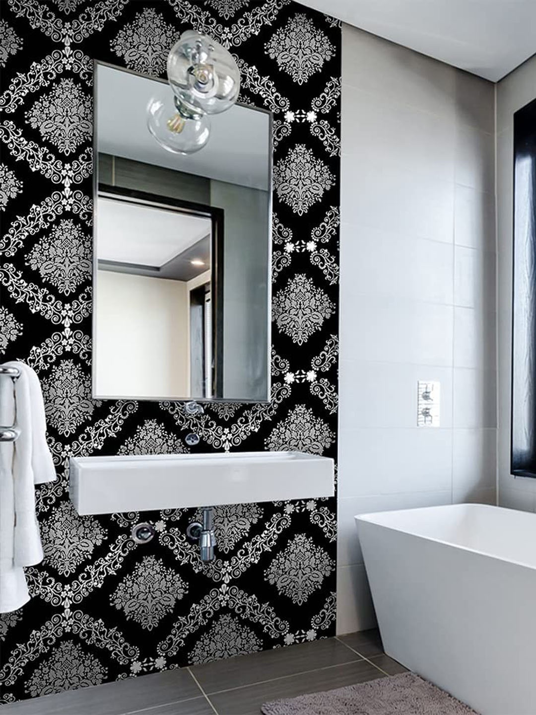 

KAAF Black & Damask Printed Self Adhesive Water Proof Wallpaper