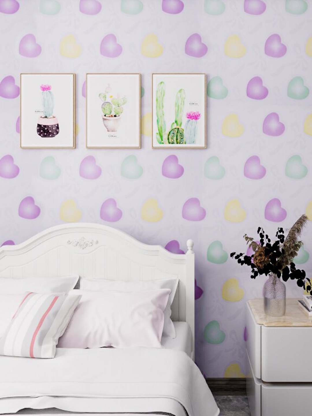 

KAAF Lavender & Yellow Heart Printed Waterproof Self Adhesive Wallpaper
