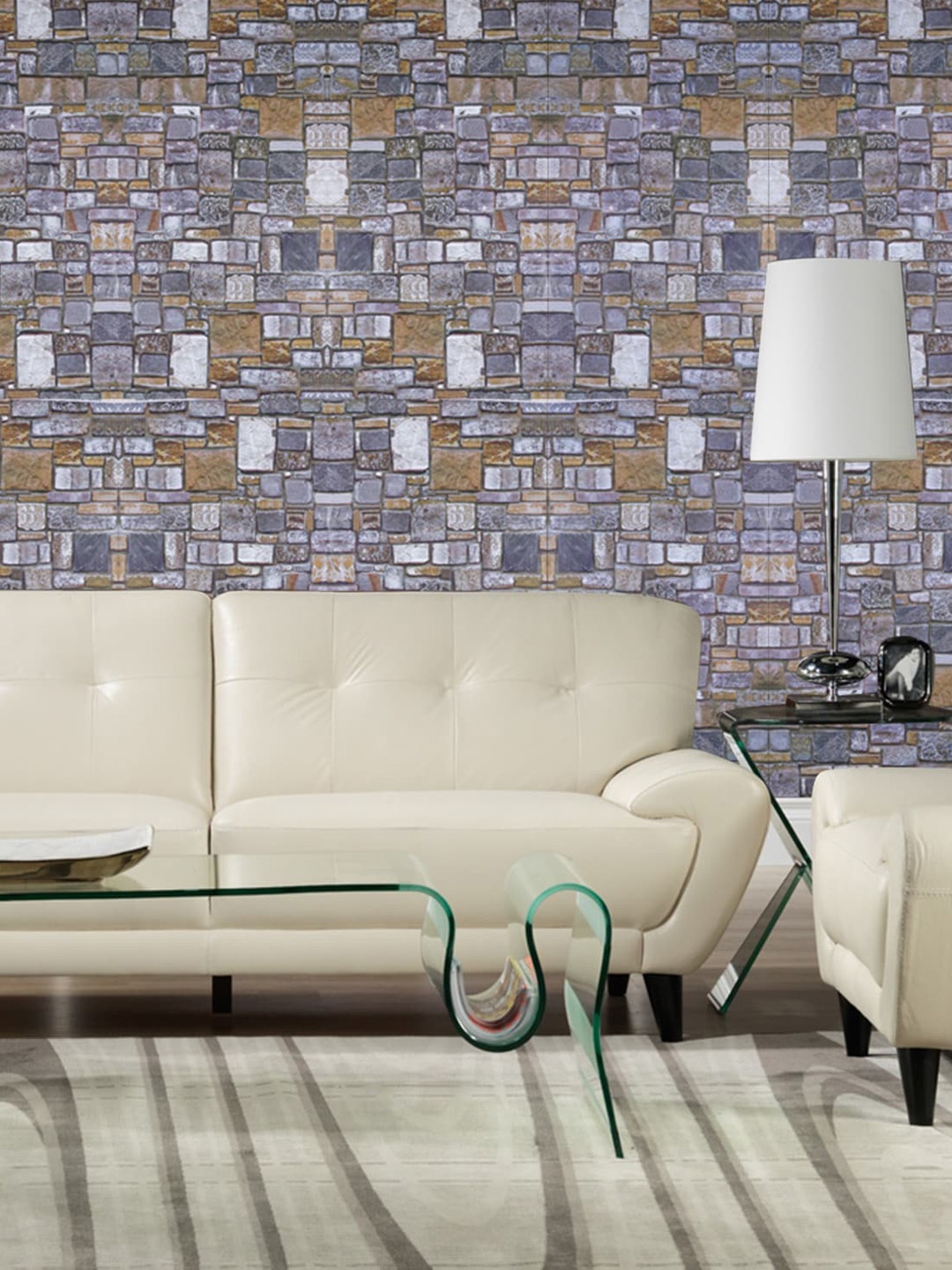 

KAAF Bricks Patterned Design Self Adhesive Water Proof Wallpaper, Grey