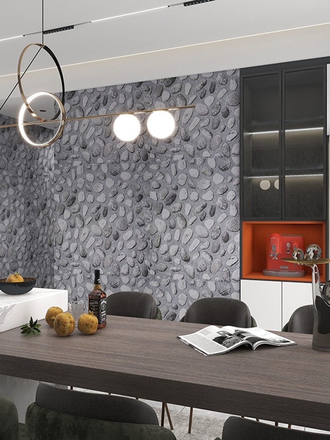 

KAAF Grey Abstract Stones Printed Waterproof Self Adhesive Wallpaper