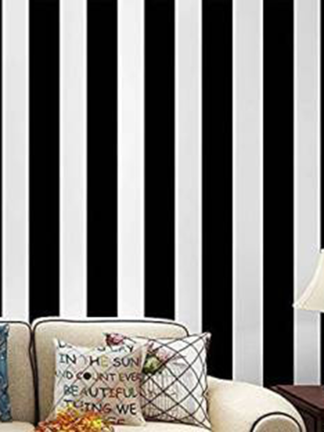 

KAAF Black & White Striped Waterproof Self Adhesive Wallpaper