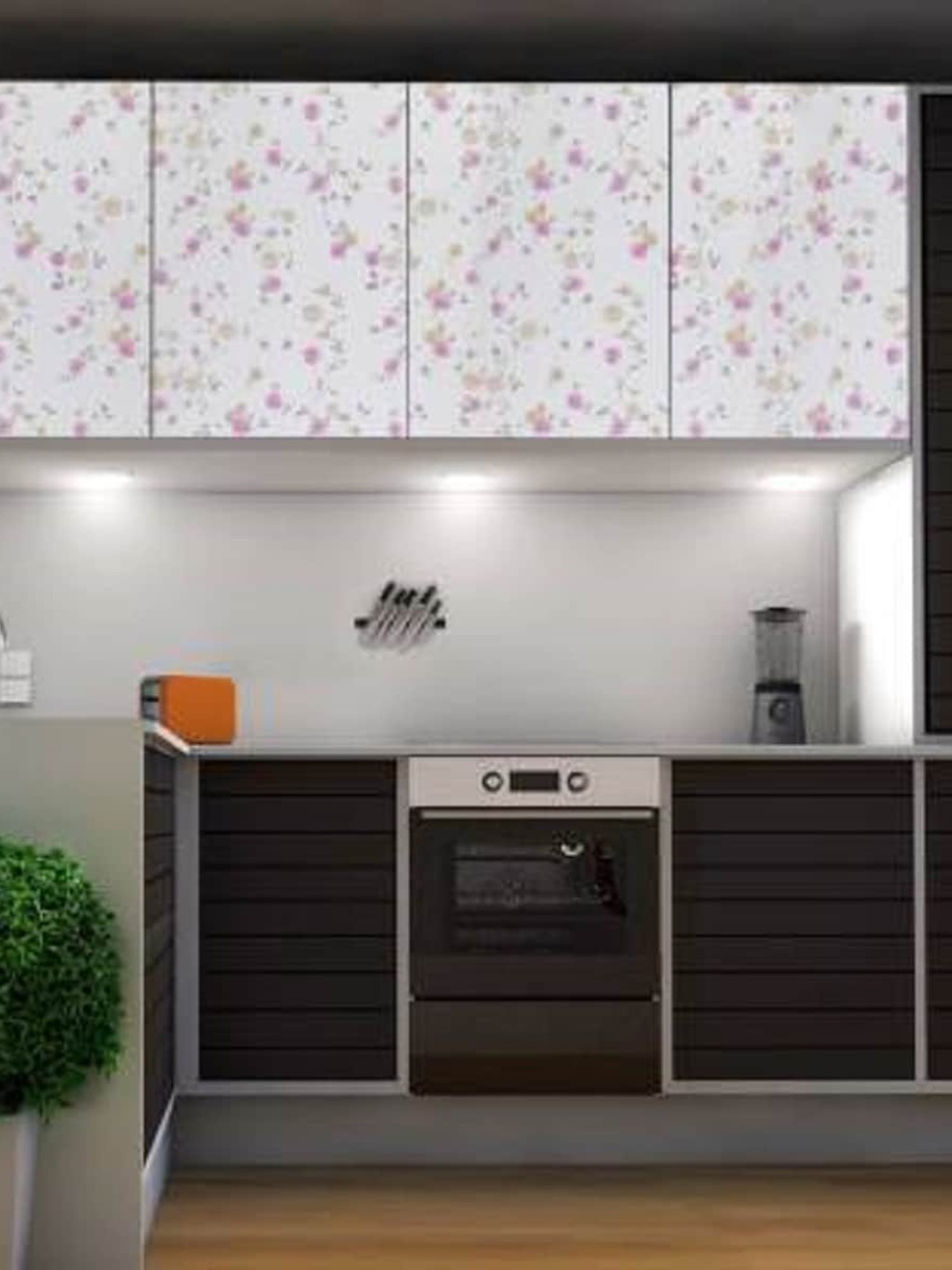 

KAAF White & Pink Floral Patterned Self-Adhesive Wallpaper