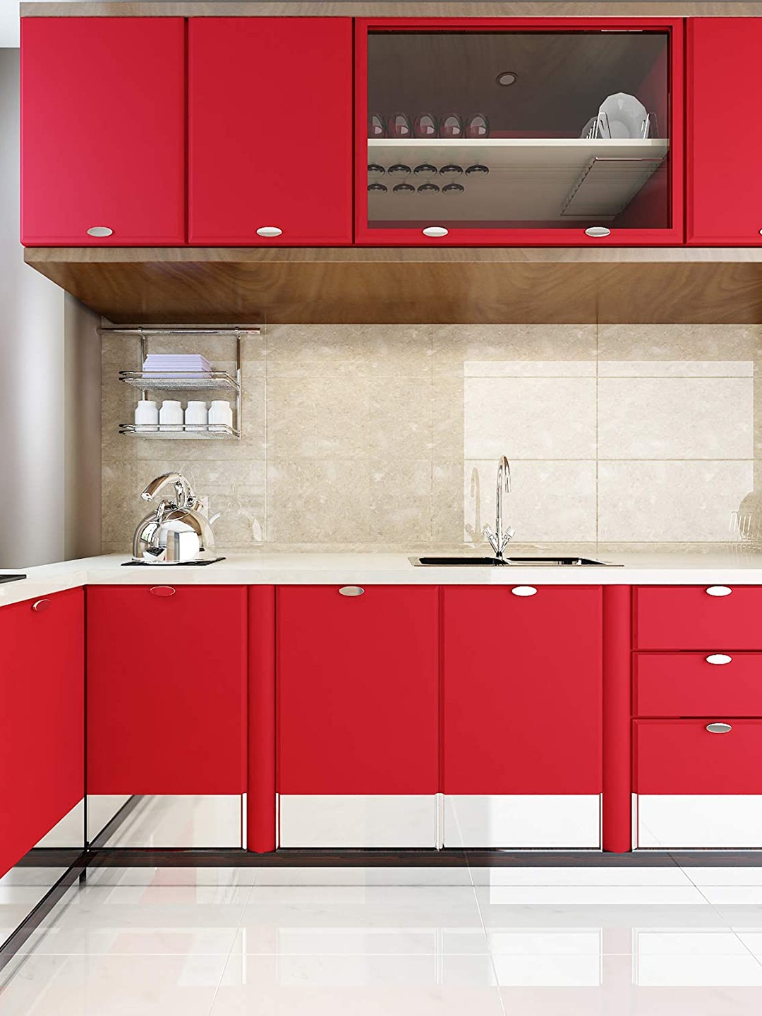 KAAF Red Self-Adhesive Wallpaper