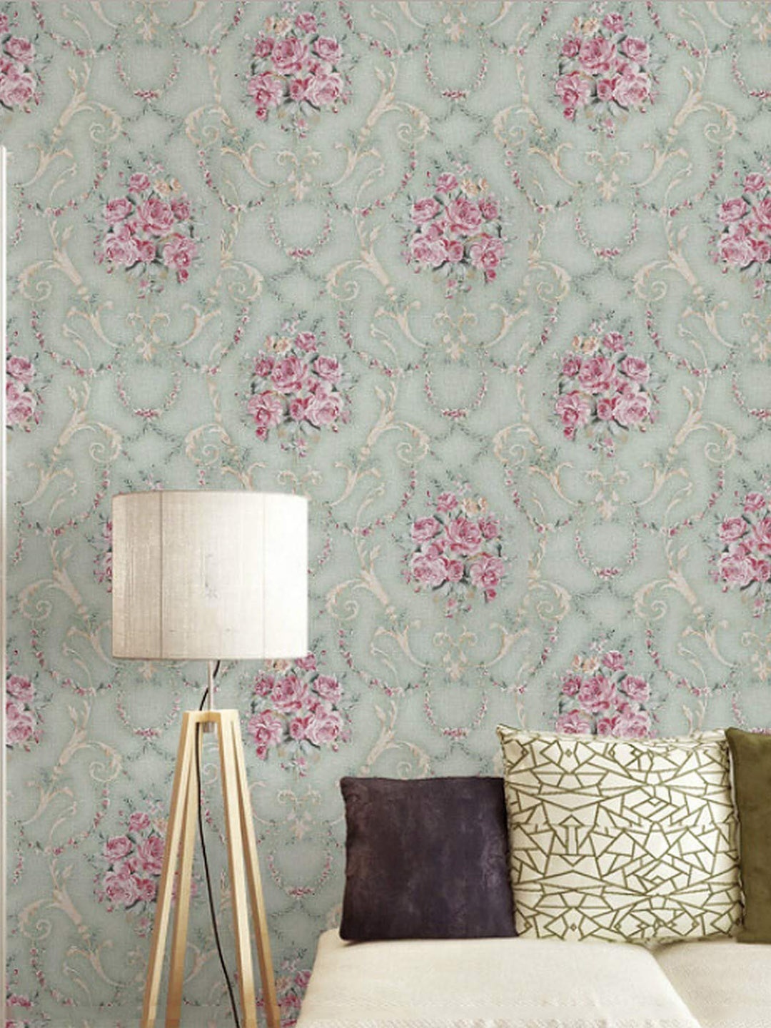 

KAAF Green & Pink Floral Patterned Self-Adhesive Wallpaper