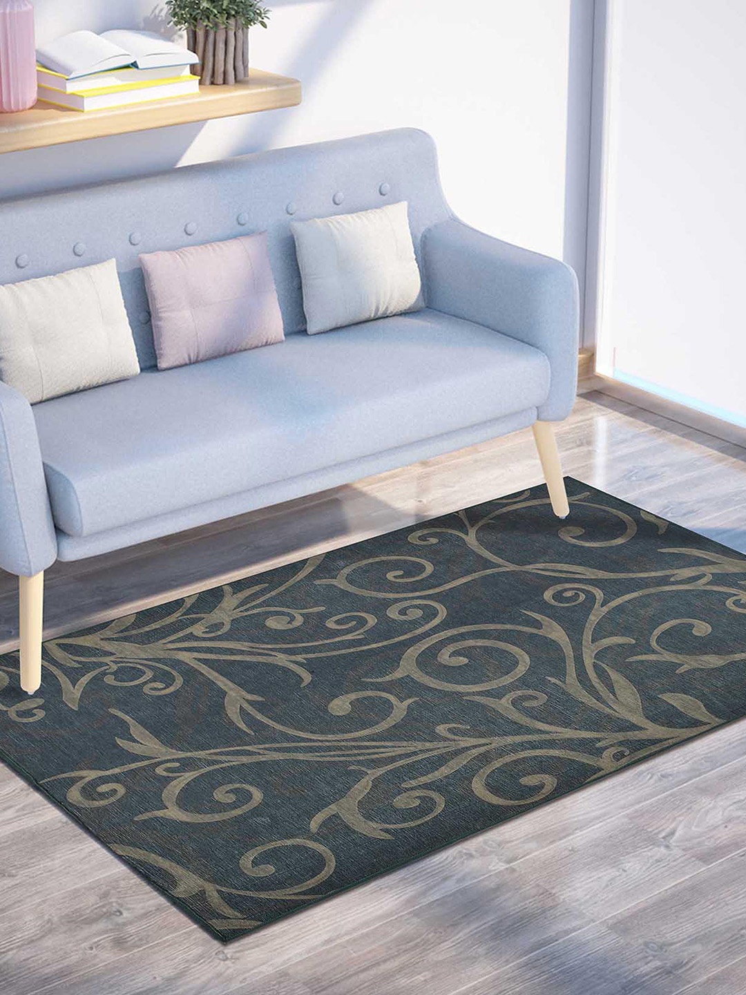 

PRESTO Grey Ethnic Motifs Anti-Skid Carpet