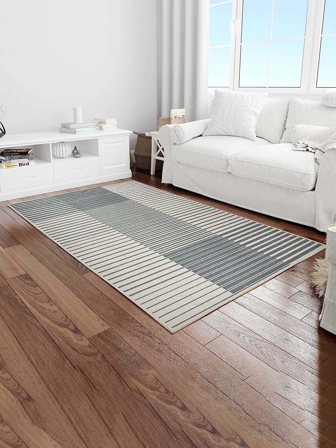 

PRESTO Grey & Beige Geometric Printed Anti Skid Carpet