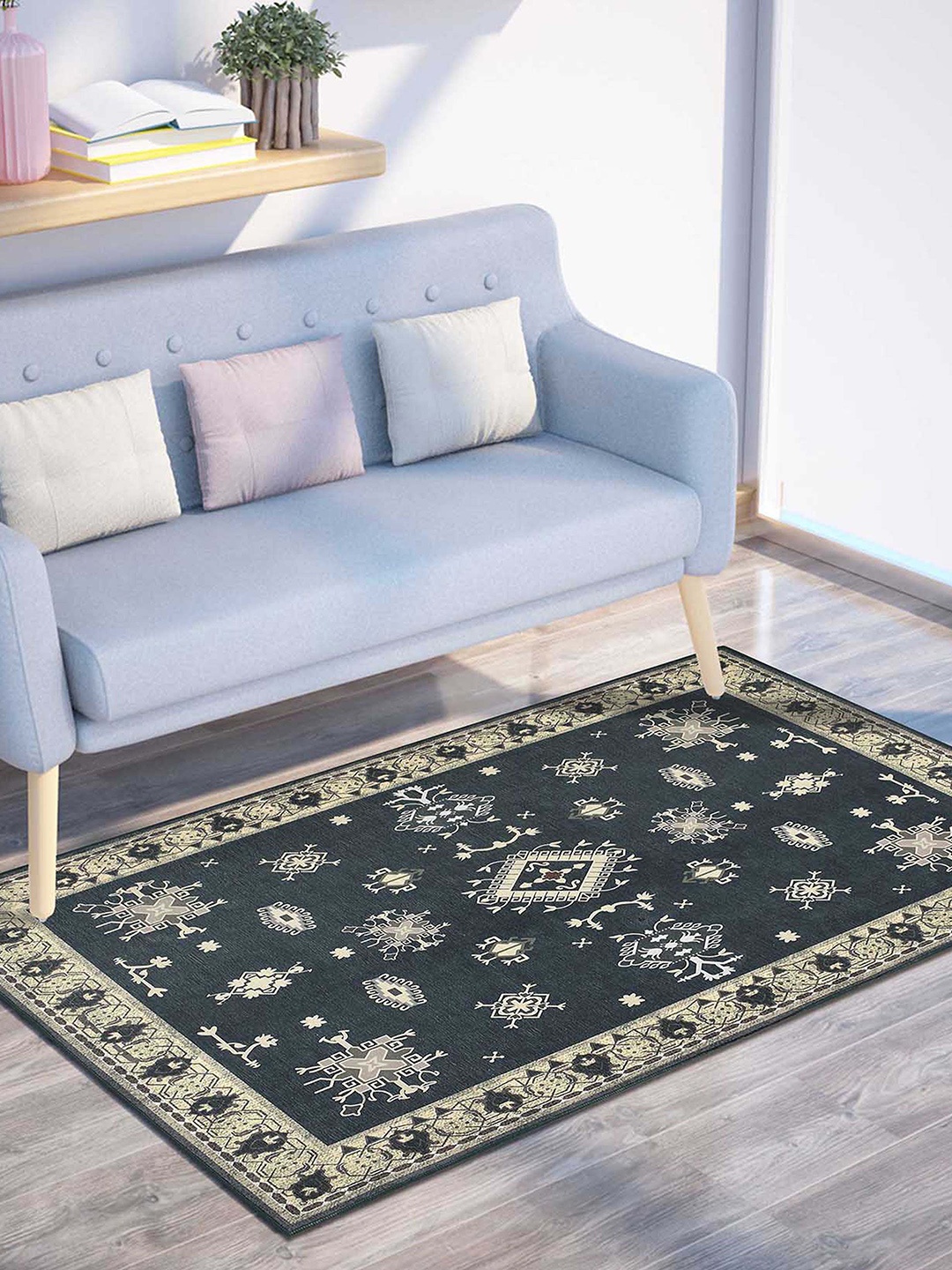 

PRESTO Grey Ethnic Motifs Anti-Skid Carpet
