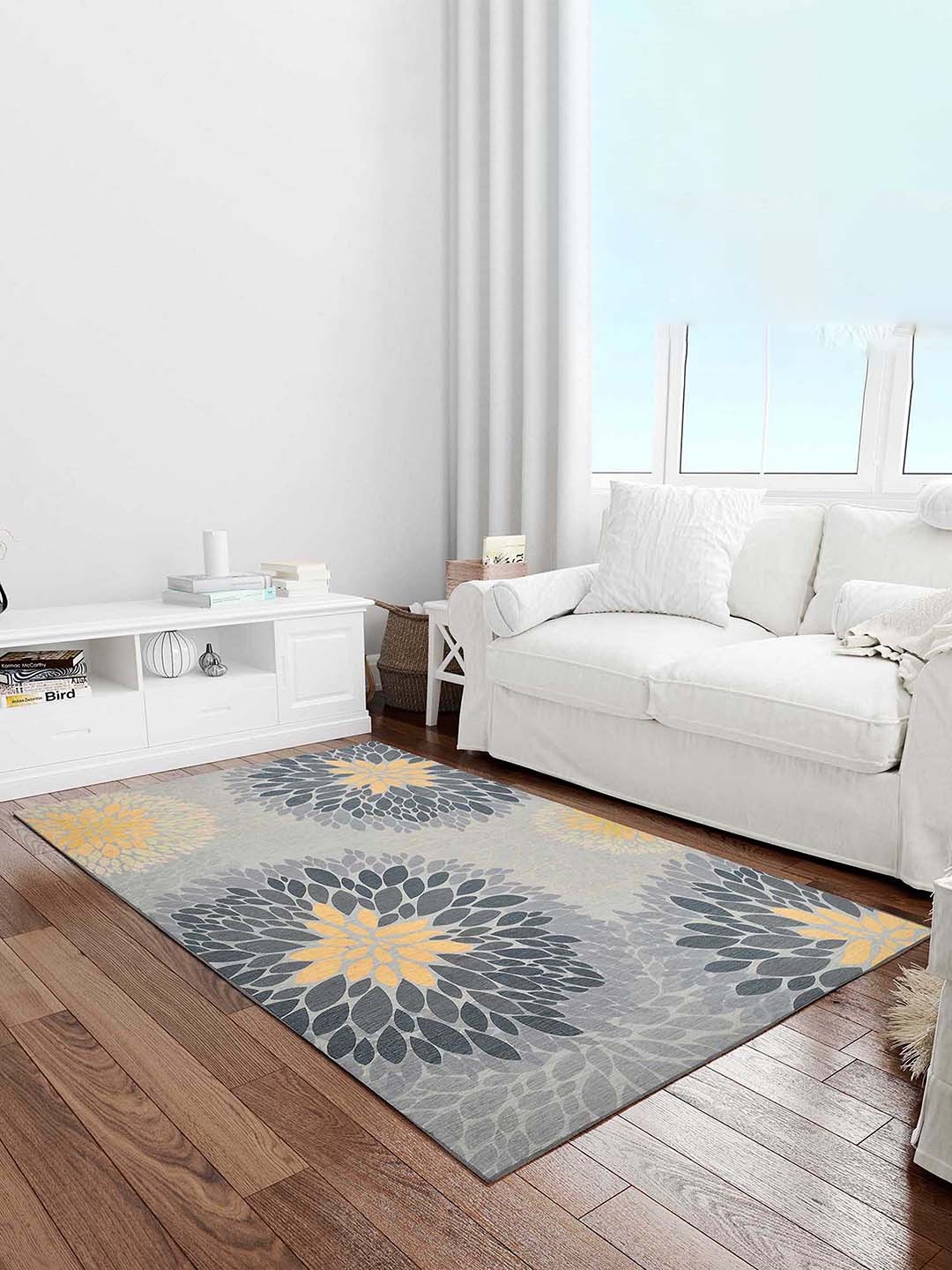 

PRESTO Grey Floral Anti-Skid Carpet