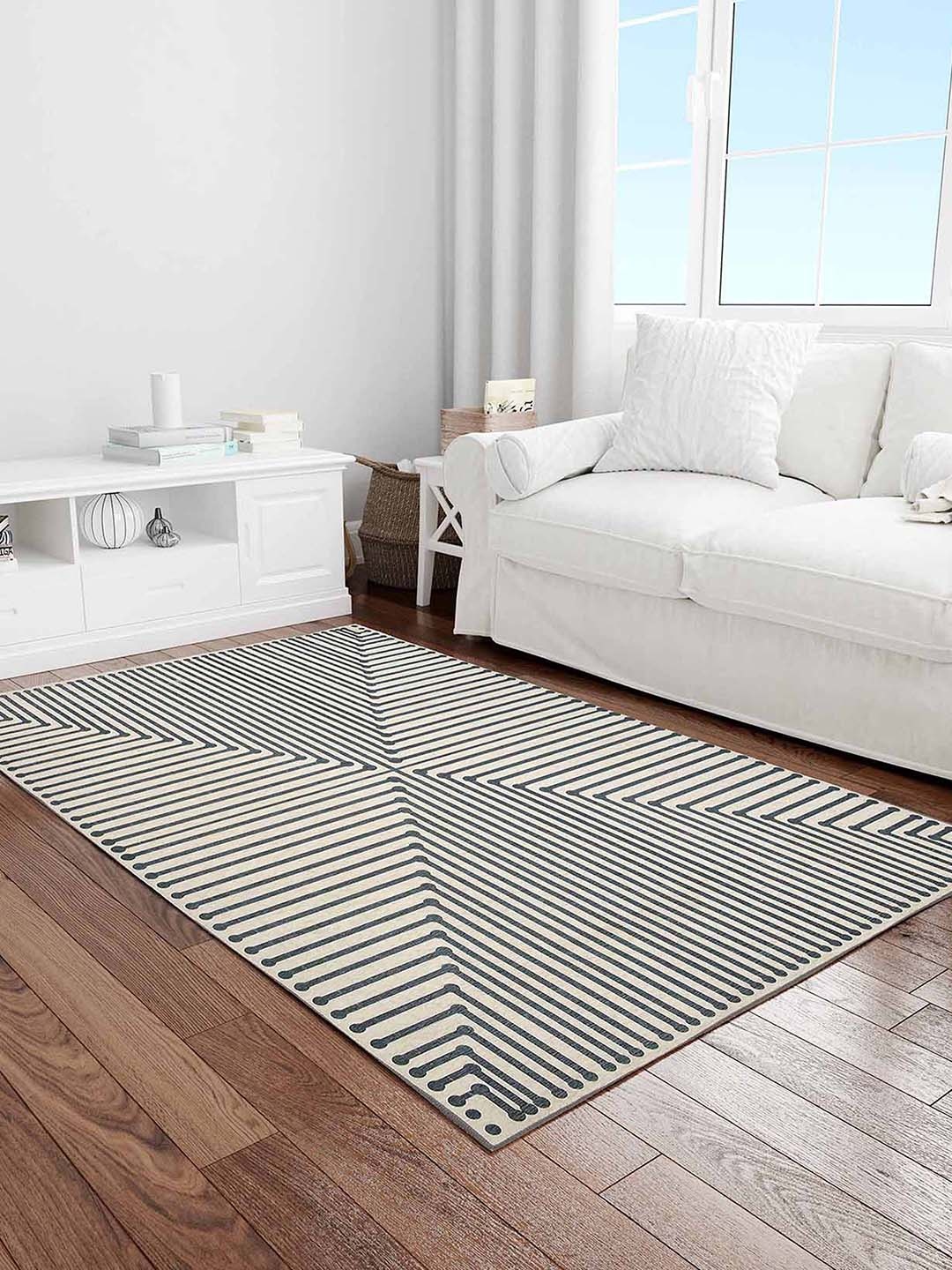 

PRESTO Grey & Beige Geometric Printed Anti-Skid Carpet