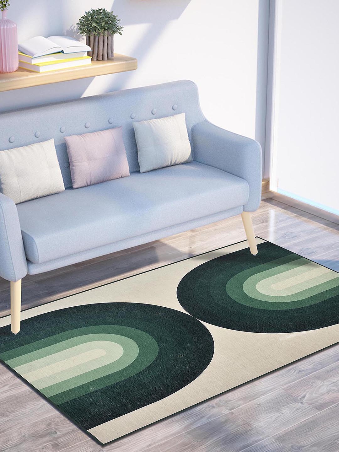 

PRESTO Green & Beige Abstract Printed Anti Skid Carpet