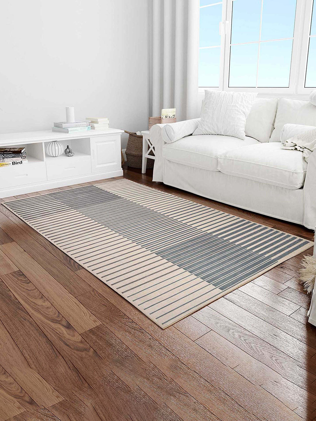 

PRESTO Grey & Beige Geometric Printed Anti Skid Carpet