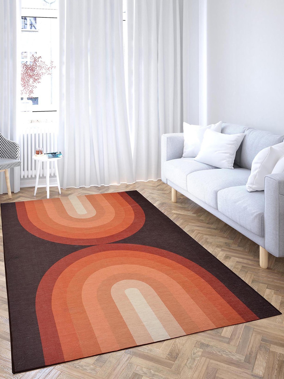 

PRESTO Orange & Brown Geometric Anti-Skid Carpet