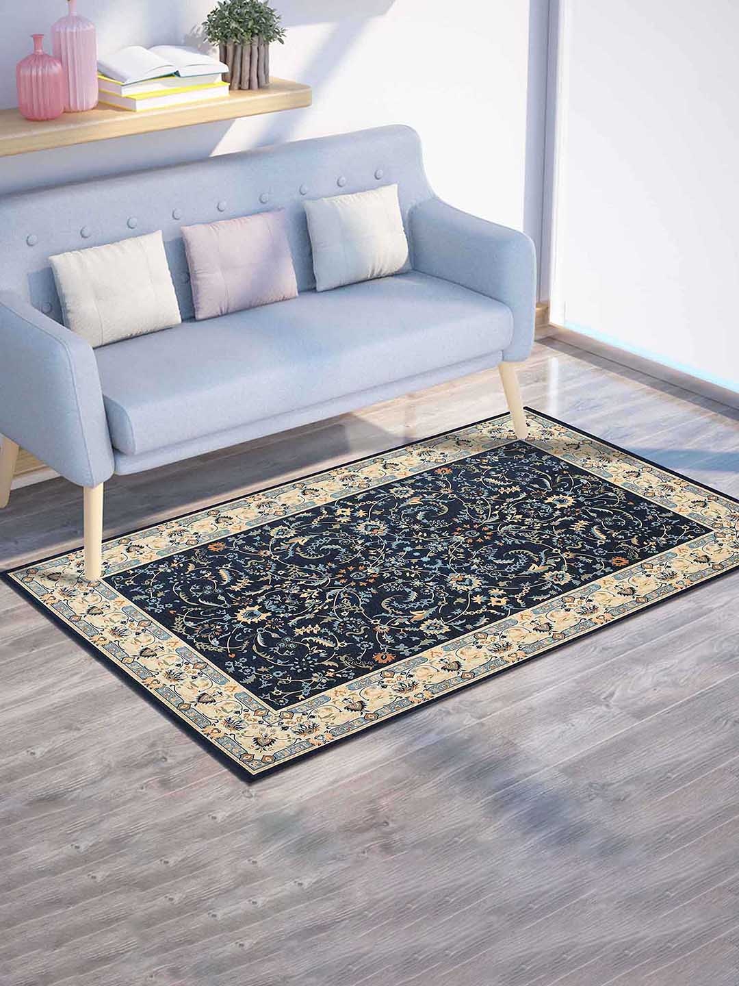 

PRESTO Blue & Beige Ethnic Printed Anti-Skid Carpet