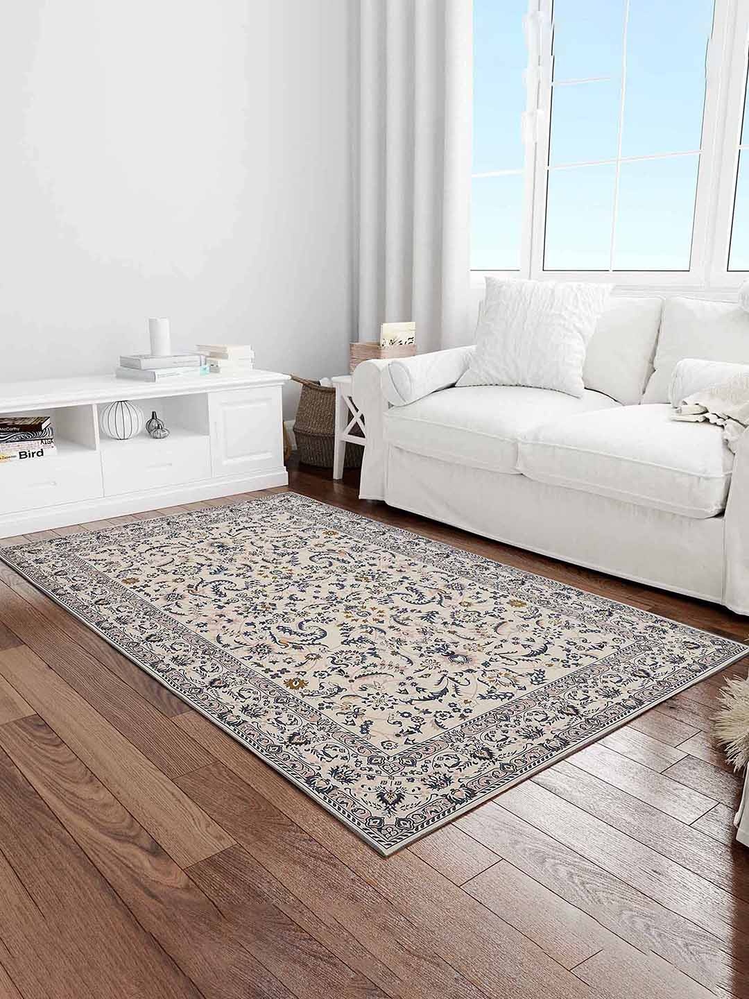 

PRESTO Grey & White Traditional Print Anti Skid Carpet