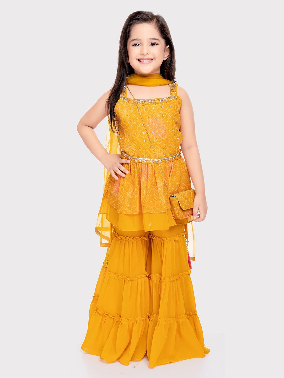

Tiny Kingdom Girls Embroidered Kurta Set, Gold