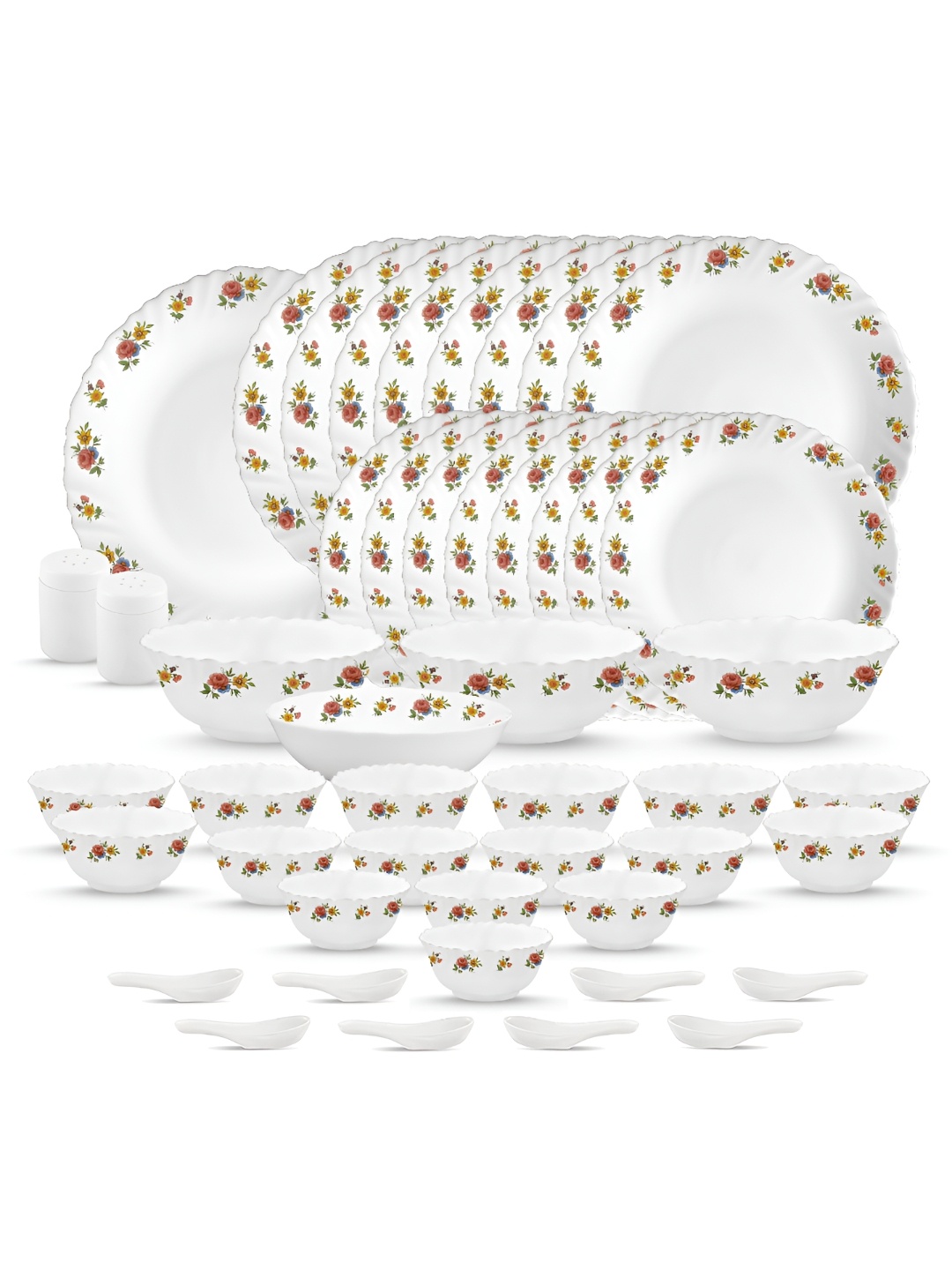 

Laopala Red & White 47 Pieces Printed Opalware Glossy Dinner Set