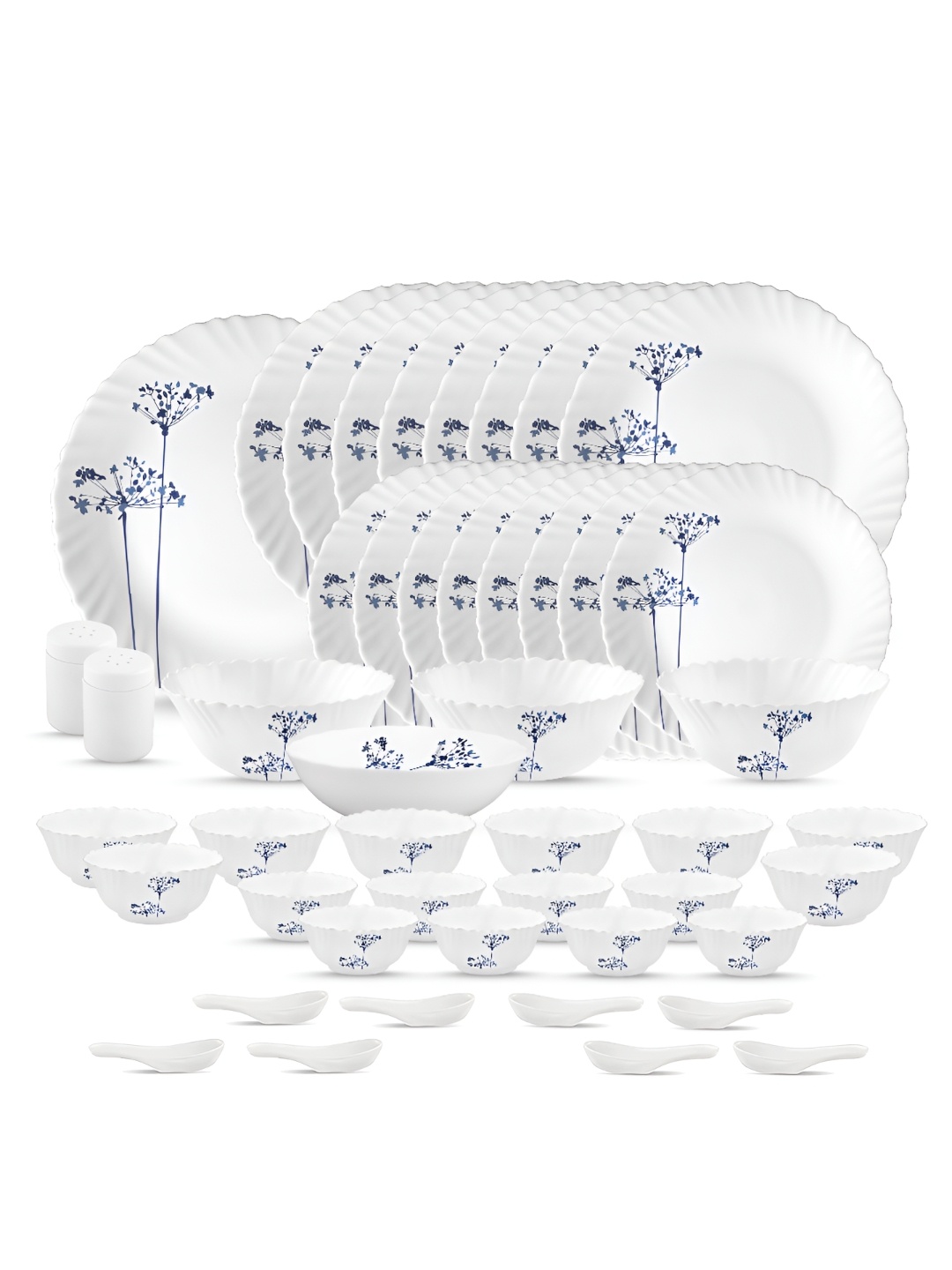 

Laopala White & Blue 47 Pieces Printed Opalware Glossy Dinner Set