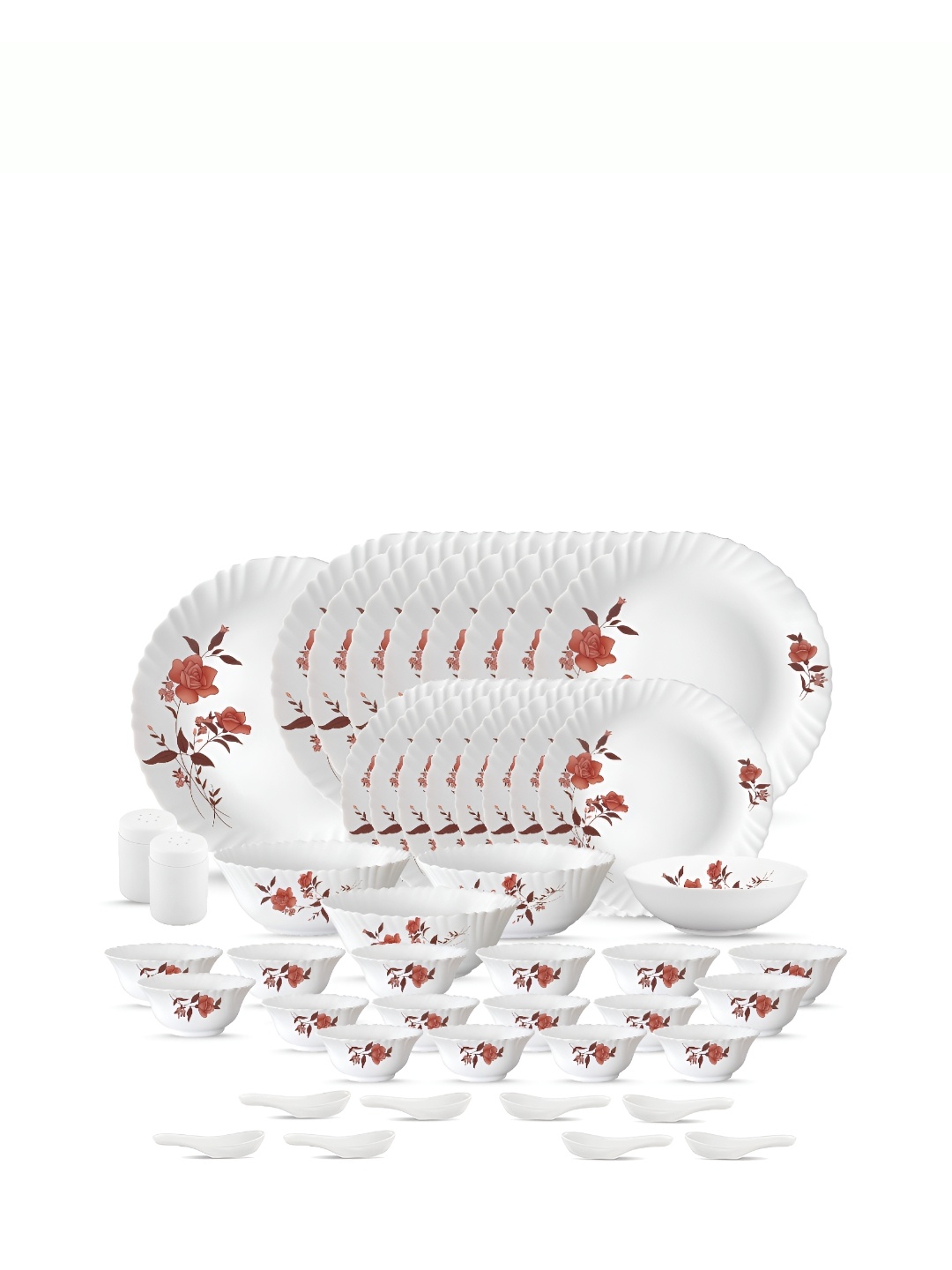 

Laopala White & Red 47 Pieces Printed Opalware Glossy Dinner Set