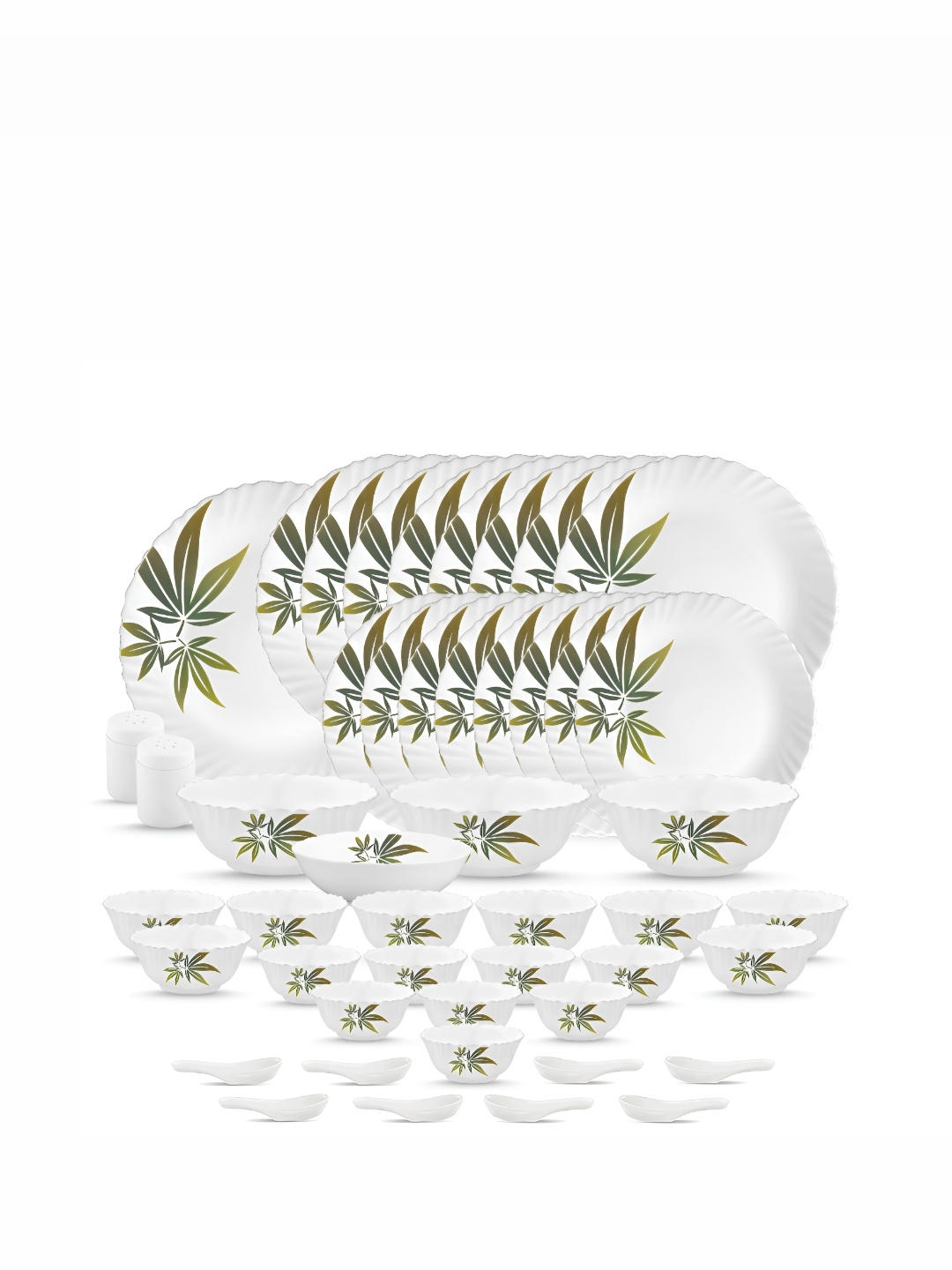 

Laopala White & Green 47 Pieces Printed Opalware Glossy Dinner Set