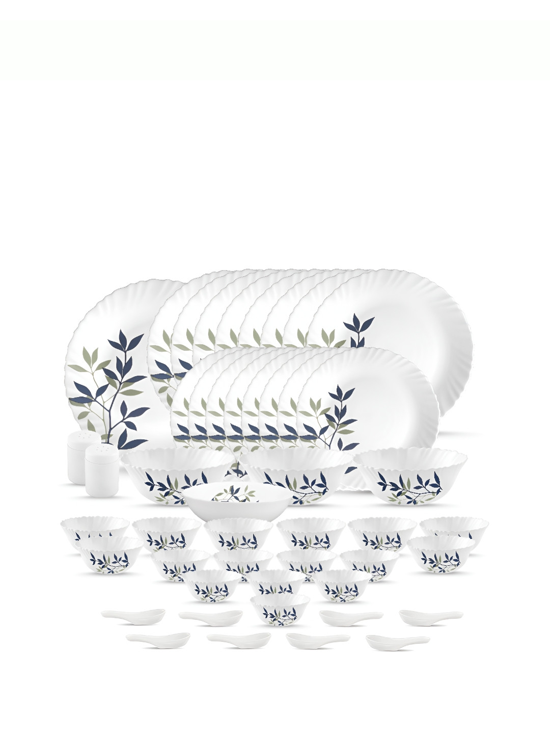 

Laopala White & Blue 47 Pieces Printed Opalware Glossy Dinner Set