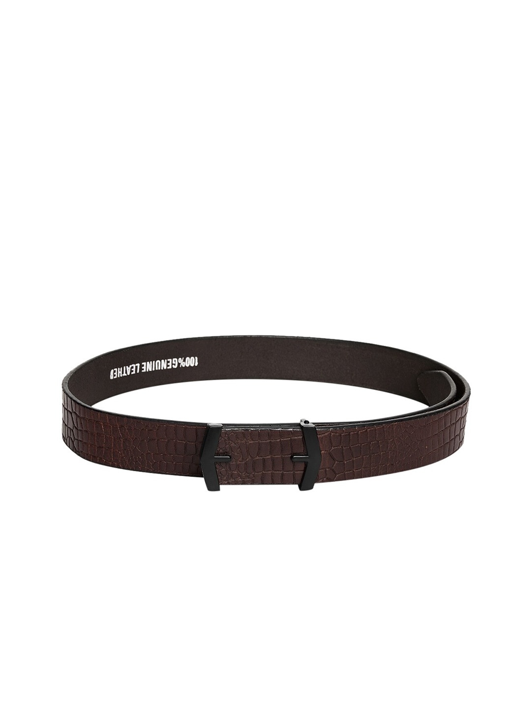 

The Roadster Lifestyle Co. Men Textured Leather Push-Pin Belt, Brown