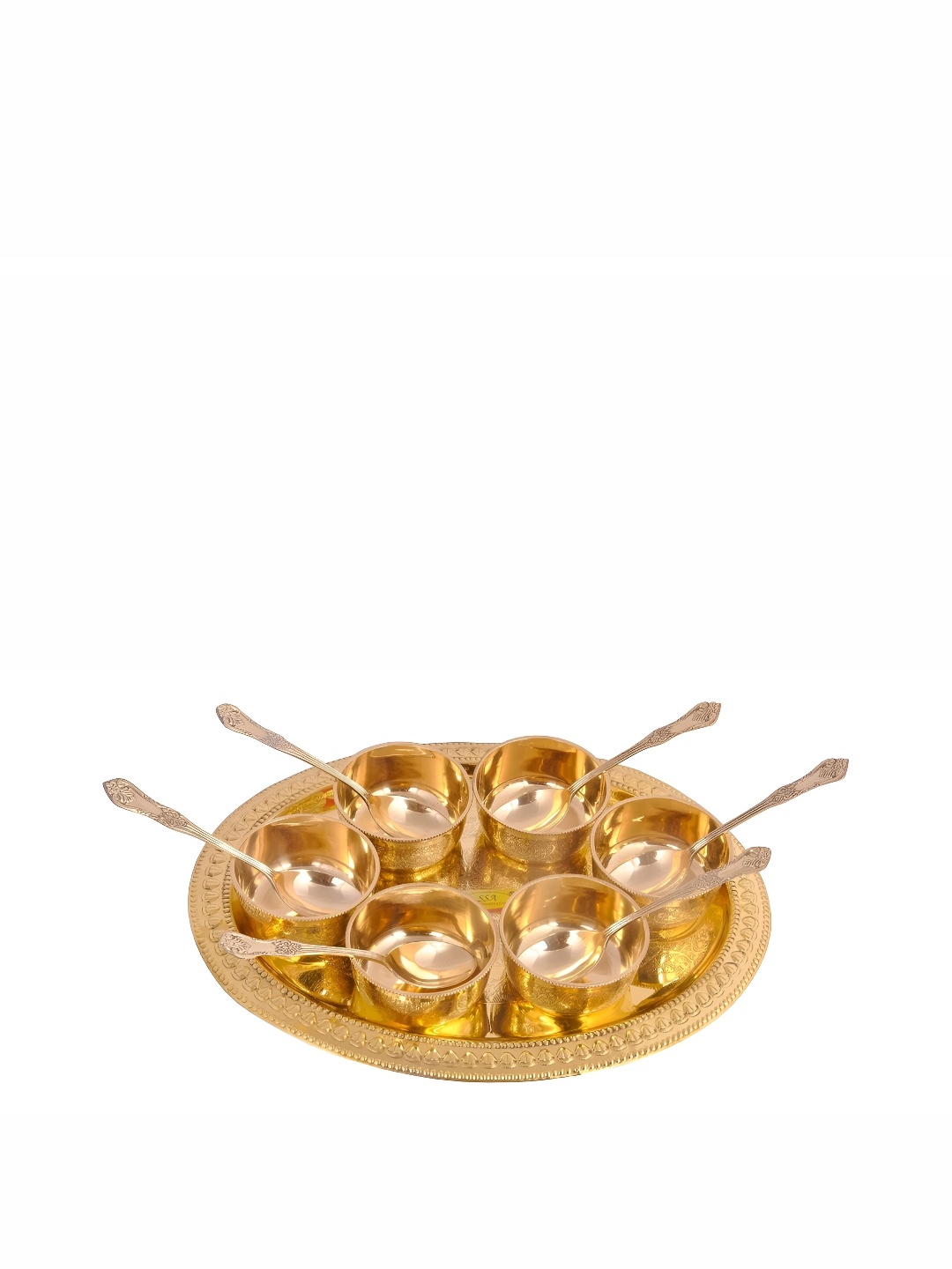 

Shivshakti Arts Copper Toned 6 Pieces Brass Glossy Bowl & Spoon