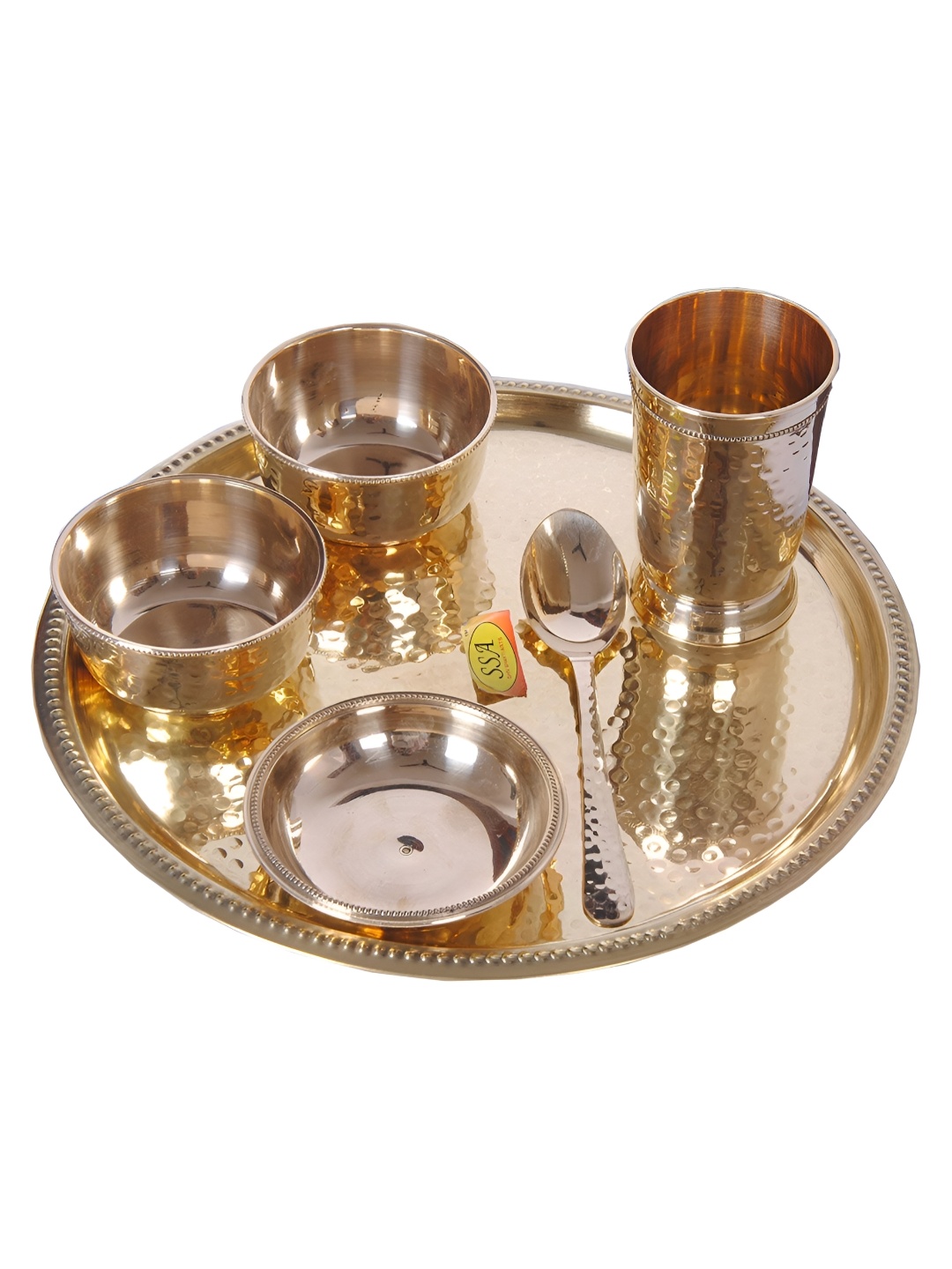 

Shivshakti Arts Copper Toned 6 Pieces Brass Glossy Dinner Set