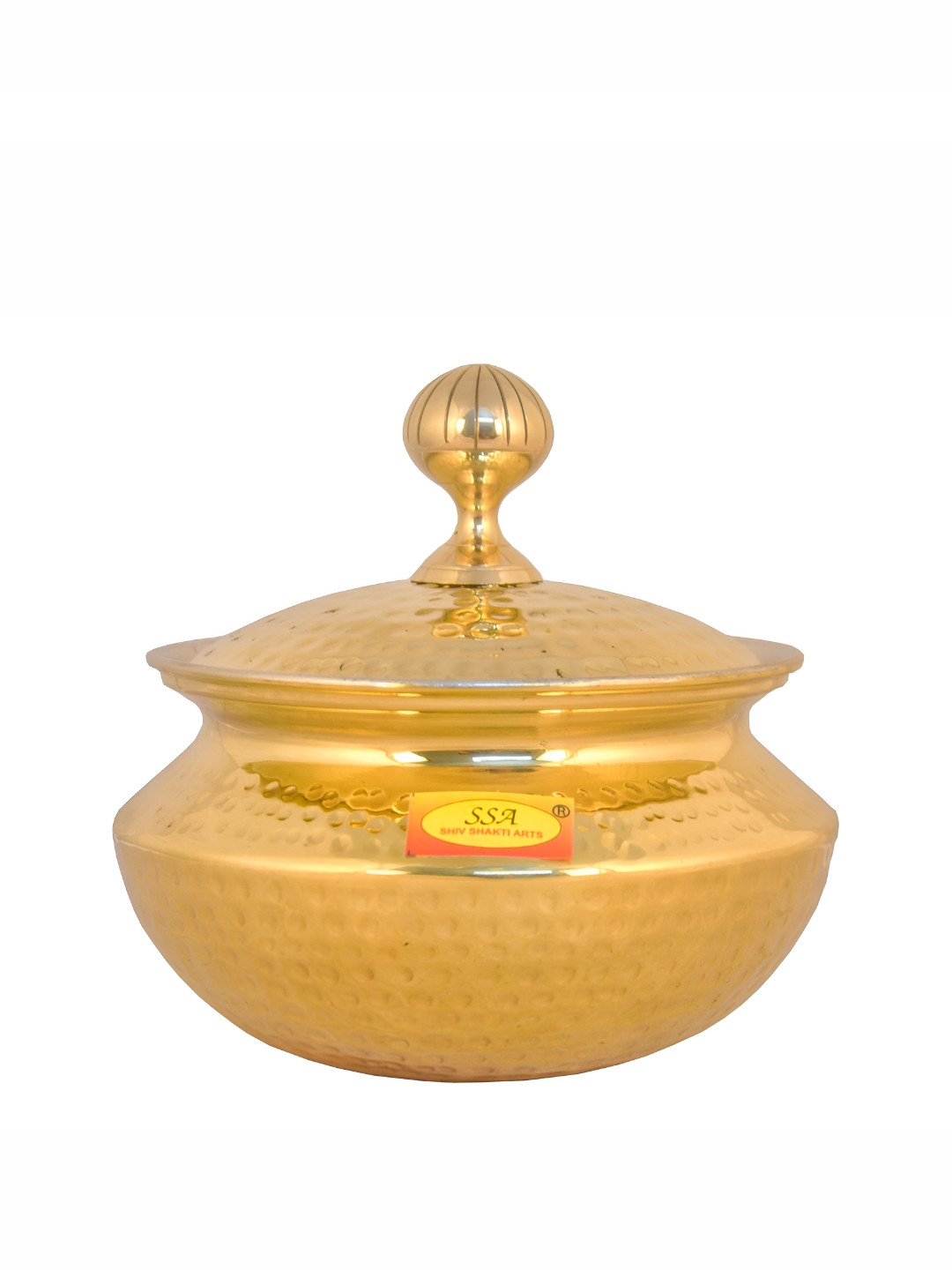 

Shivshakti Arts Yellow Brass Cooking Handi with Lid