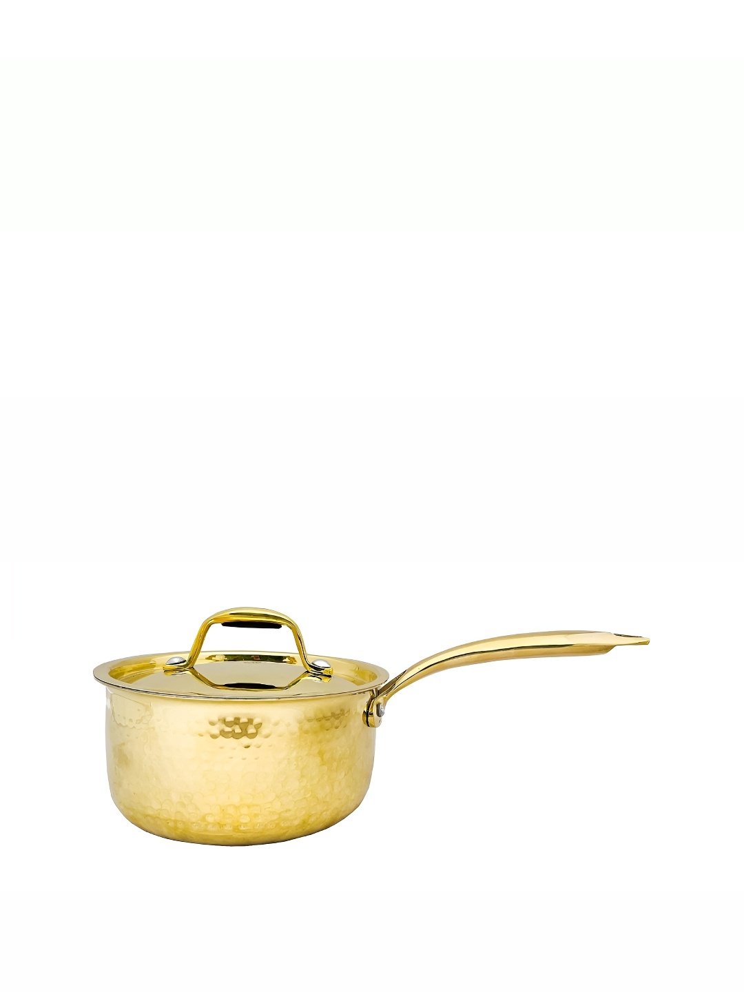 

Shivshakti Arts Yellow Brass Hammered Sauce Pan with Lid