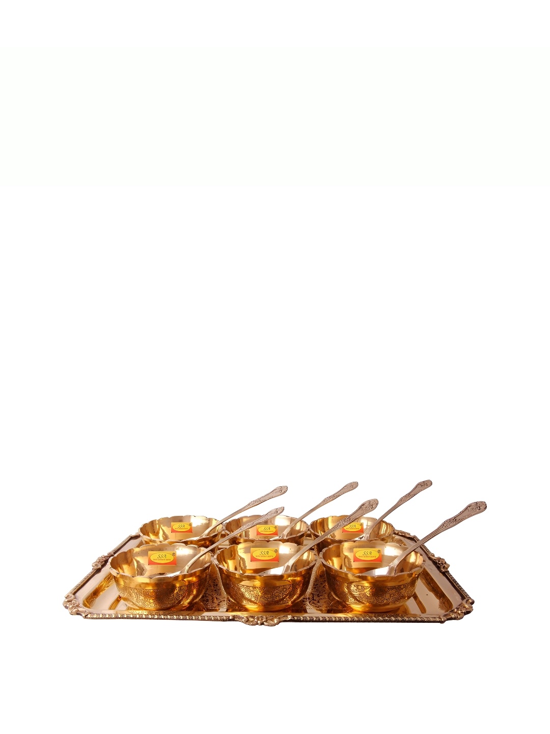 

Shivshakti Arts Copper Toned 13 Pieces Pieces Brass Glossy Bowl & Spoon