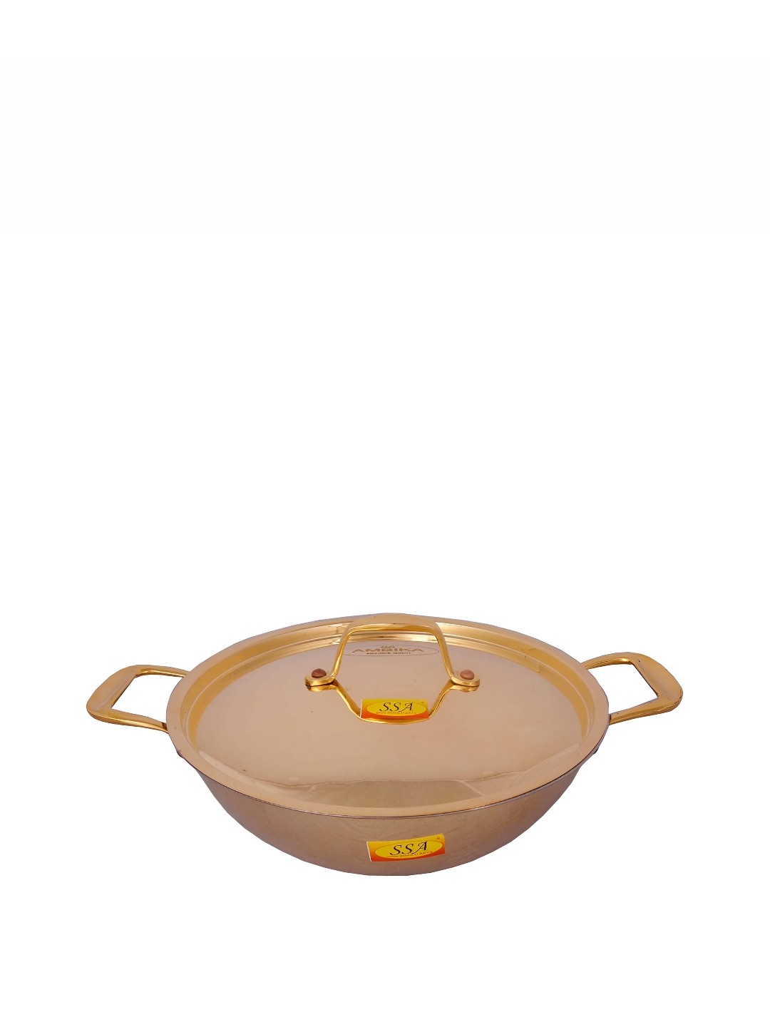 

Shivshakti Arts Copper Toned Brass Kadhai with Lid