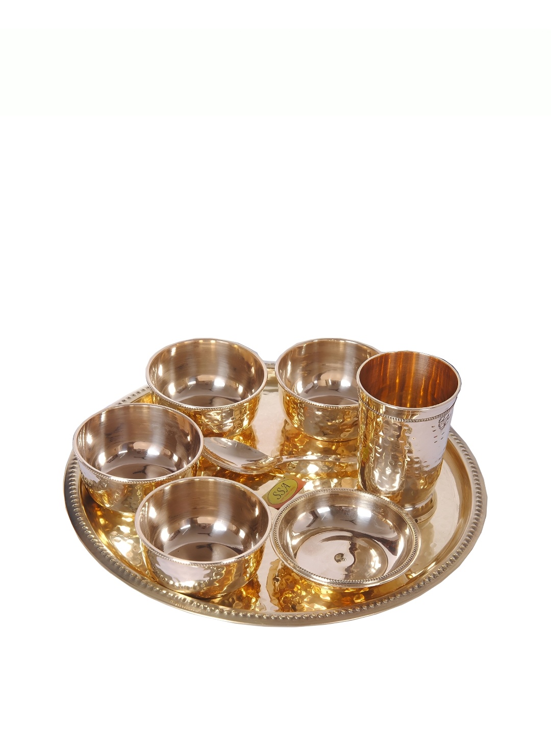 

Shivshakti Arts Copper Toned 8 Pieces Brass Glossy Dinner Set