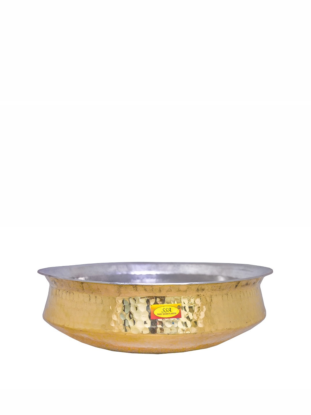 

Shivshakti Arts Yellow Brass Hammered Cooking Handi