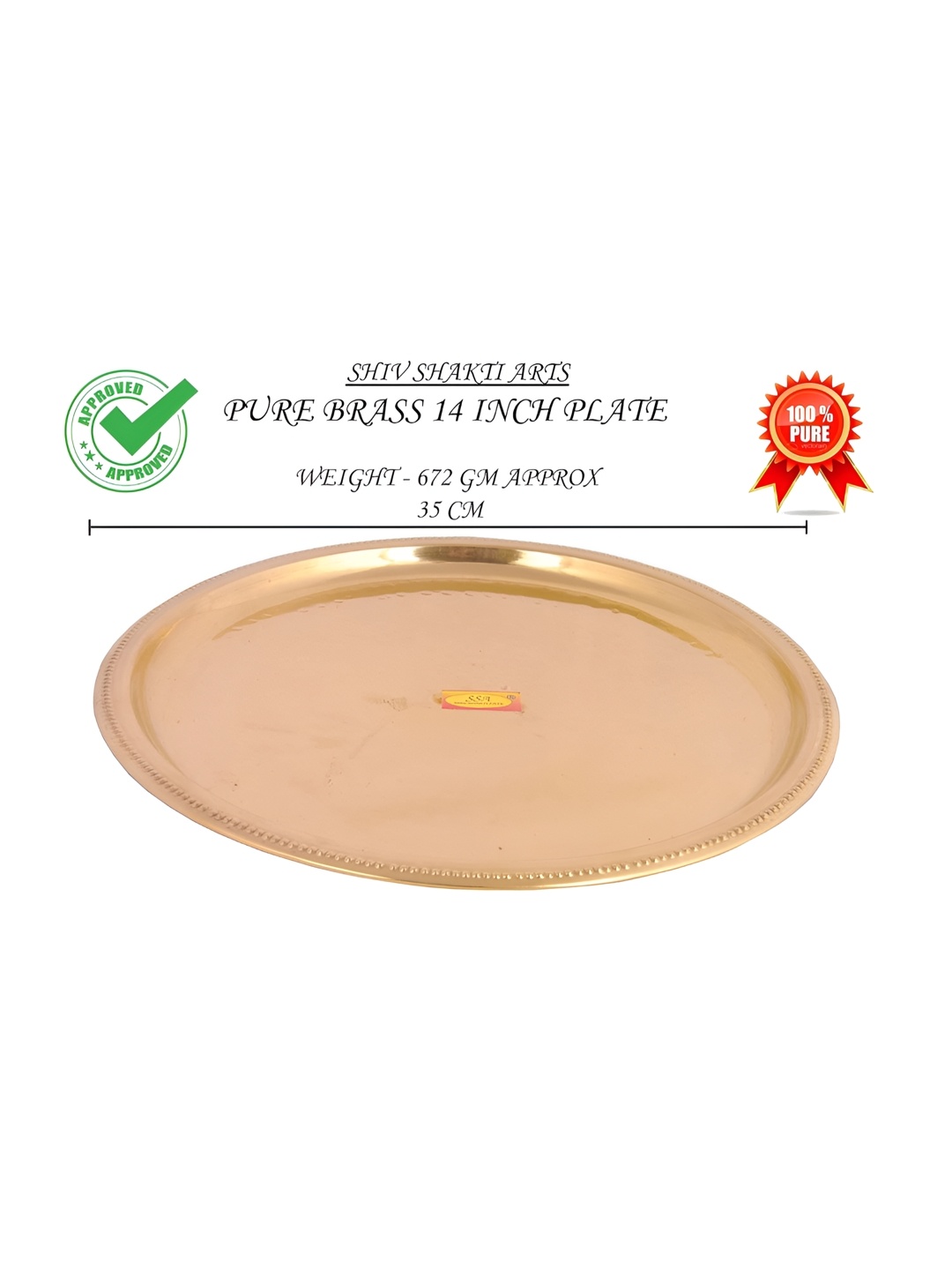 

Shivshakti Arts Copper Toned Brass Glossy Dinner Plate