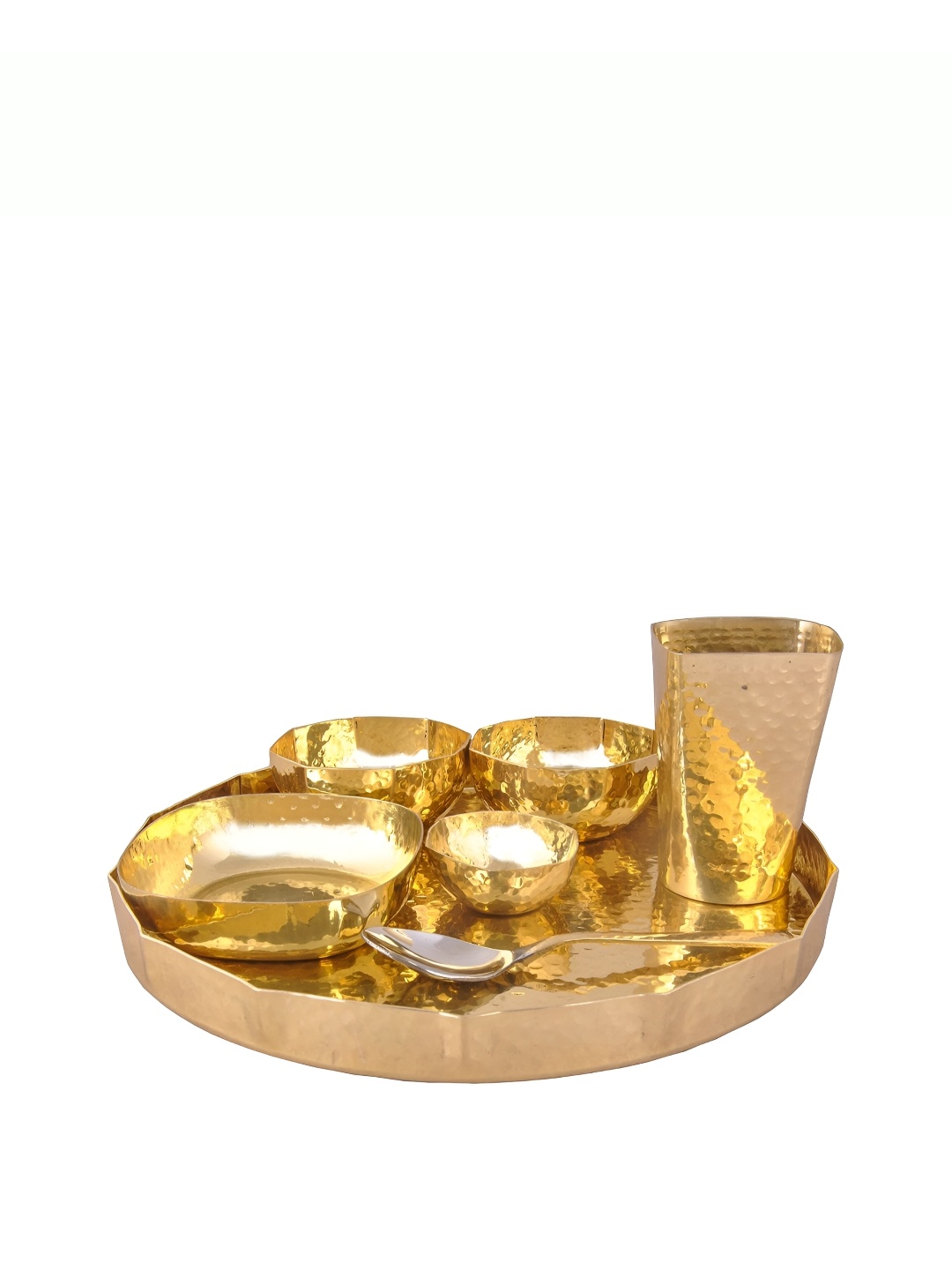 

Shivshakti Arts Gold Toned 7 Pieces Brass Glossy Dinner Set