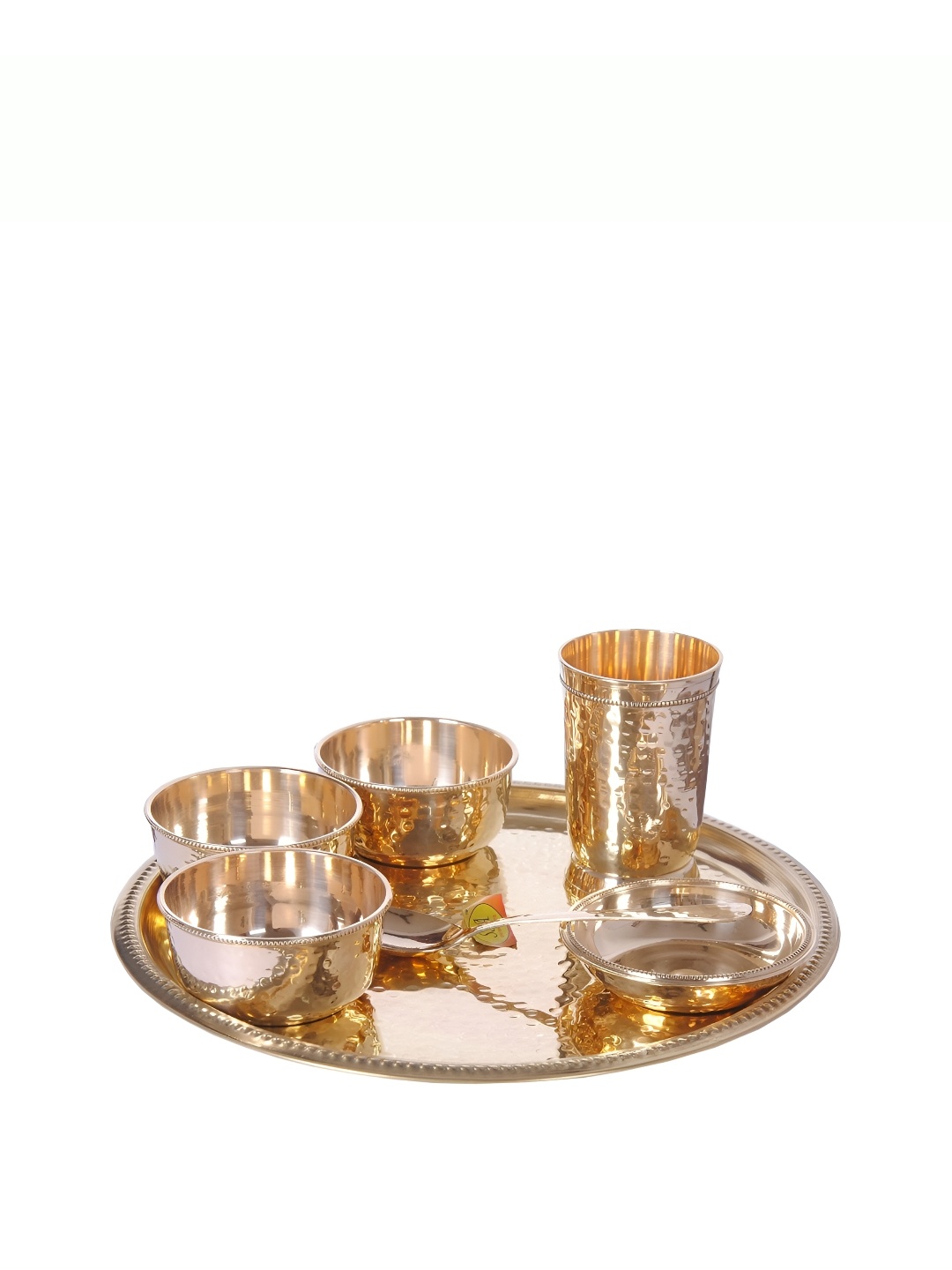 

Shivshakti Arts Copper Toned 7 Pieces Brass Glossy Dinner Set