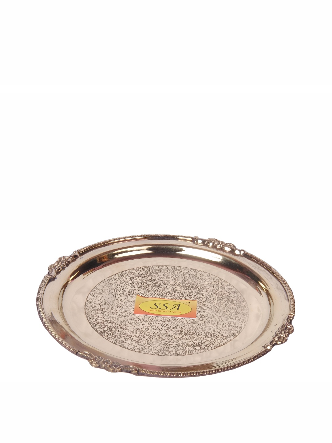 

Shivshakti Arts Copper Toned Textured Brass Glossy Dinner Plate