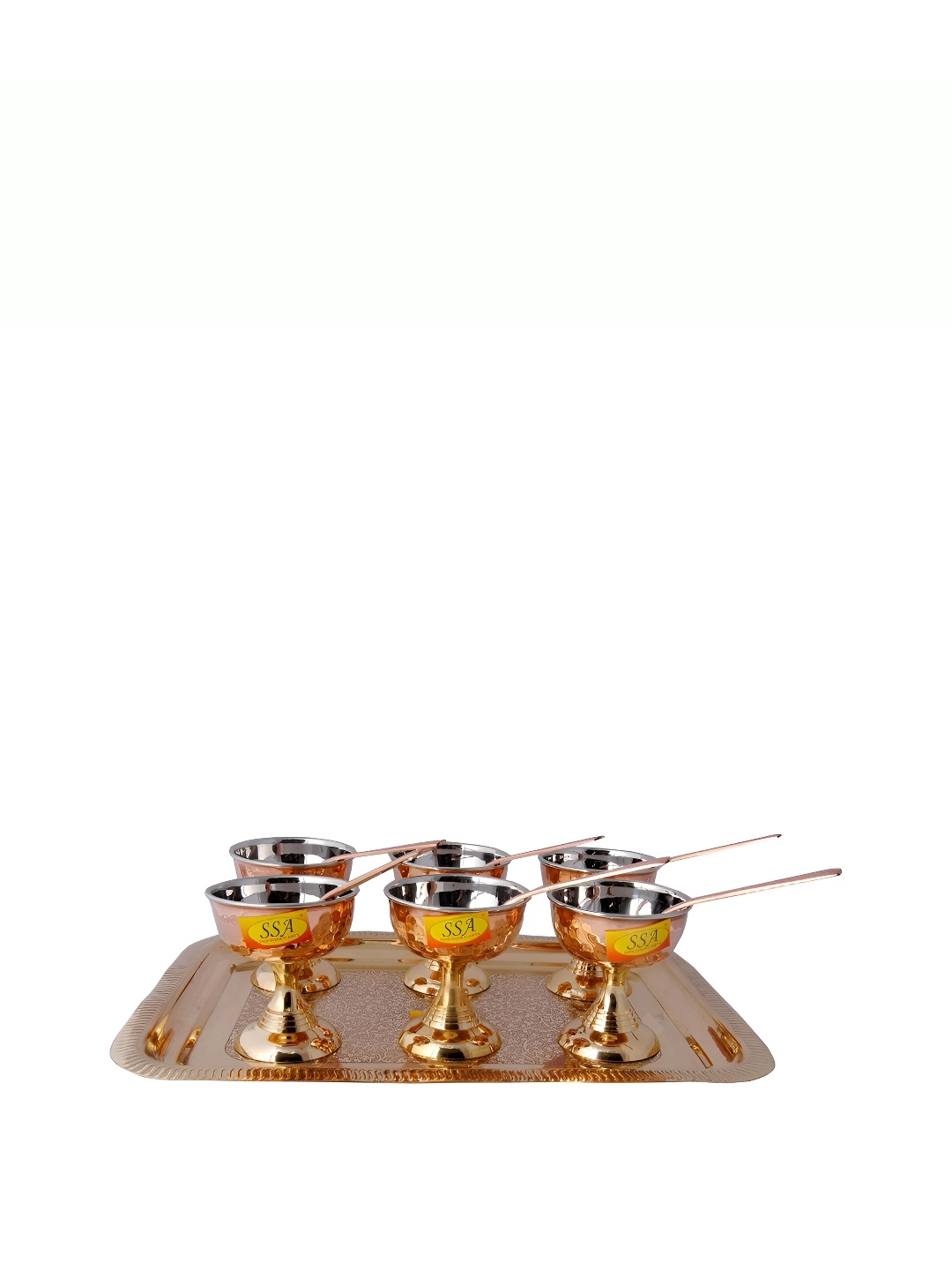 

Shivshakti Arts Copper Toned 13 Pieces Brass Glossy Bowl & Spoon