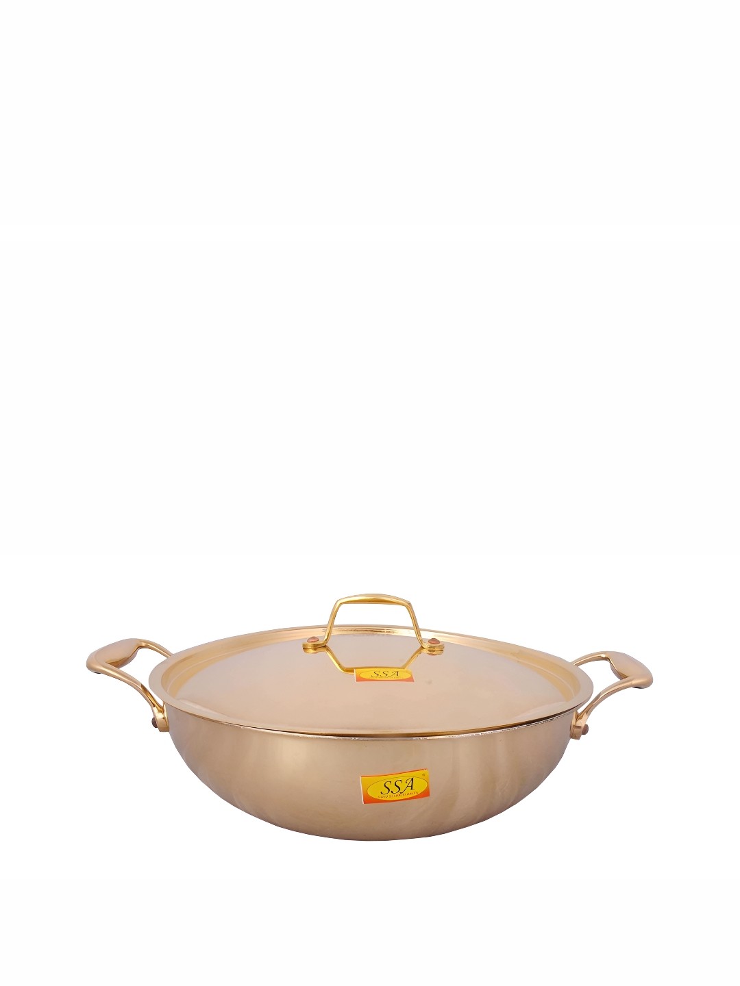 

Shivshakti Arts Copper Toned Brass Kadhai with Lid