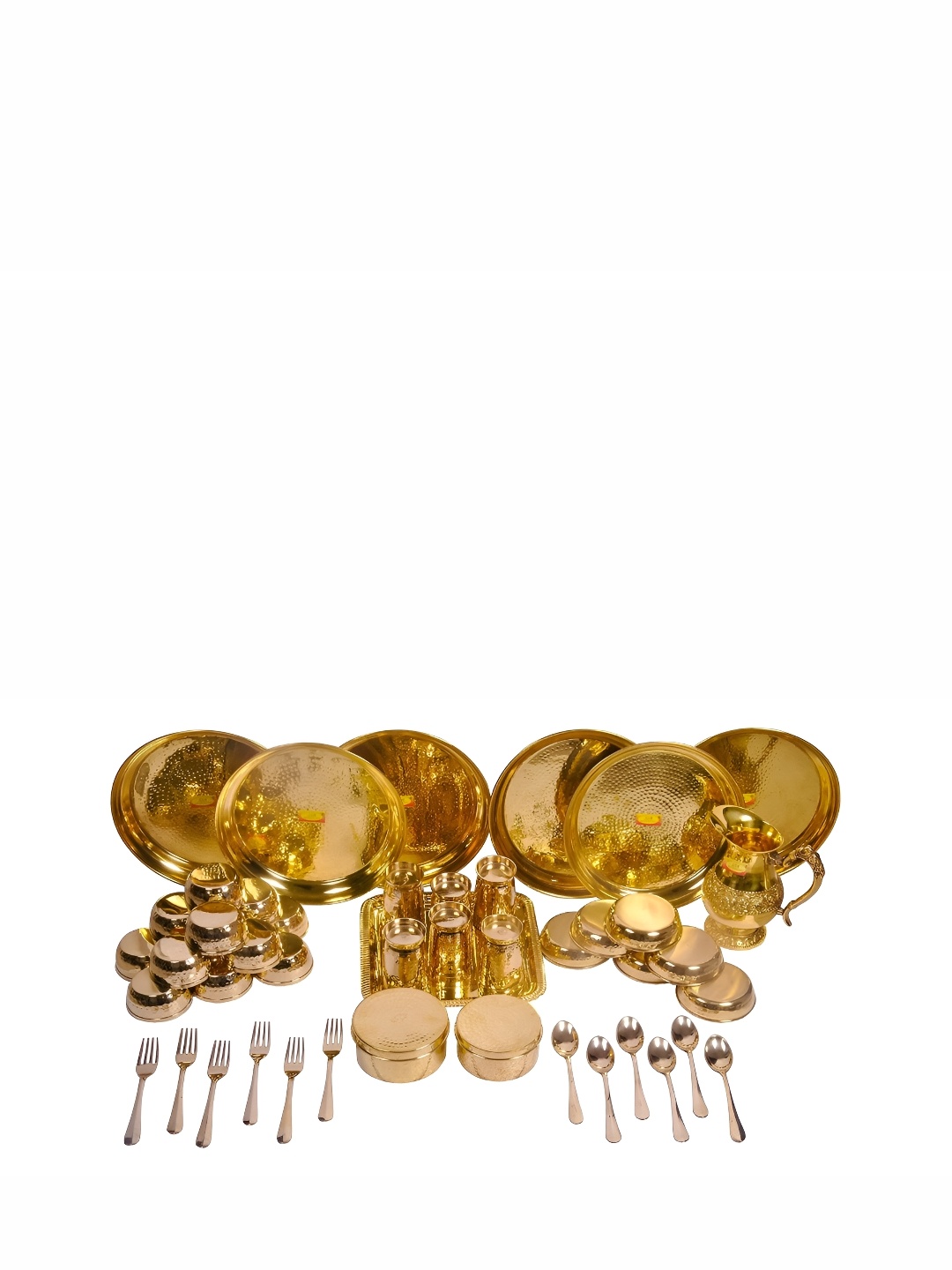 

Shivshakti Arts Copper Toned Pieces Brass Glossy Dinner Set