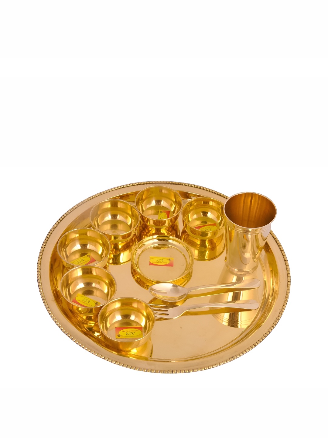 Shivshakti Arts Copper Toned 11 Pieces Brass Glossy Dinner set