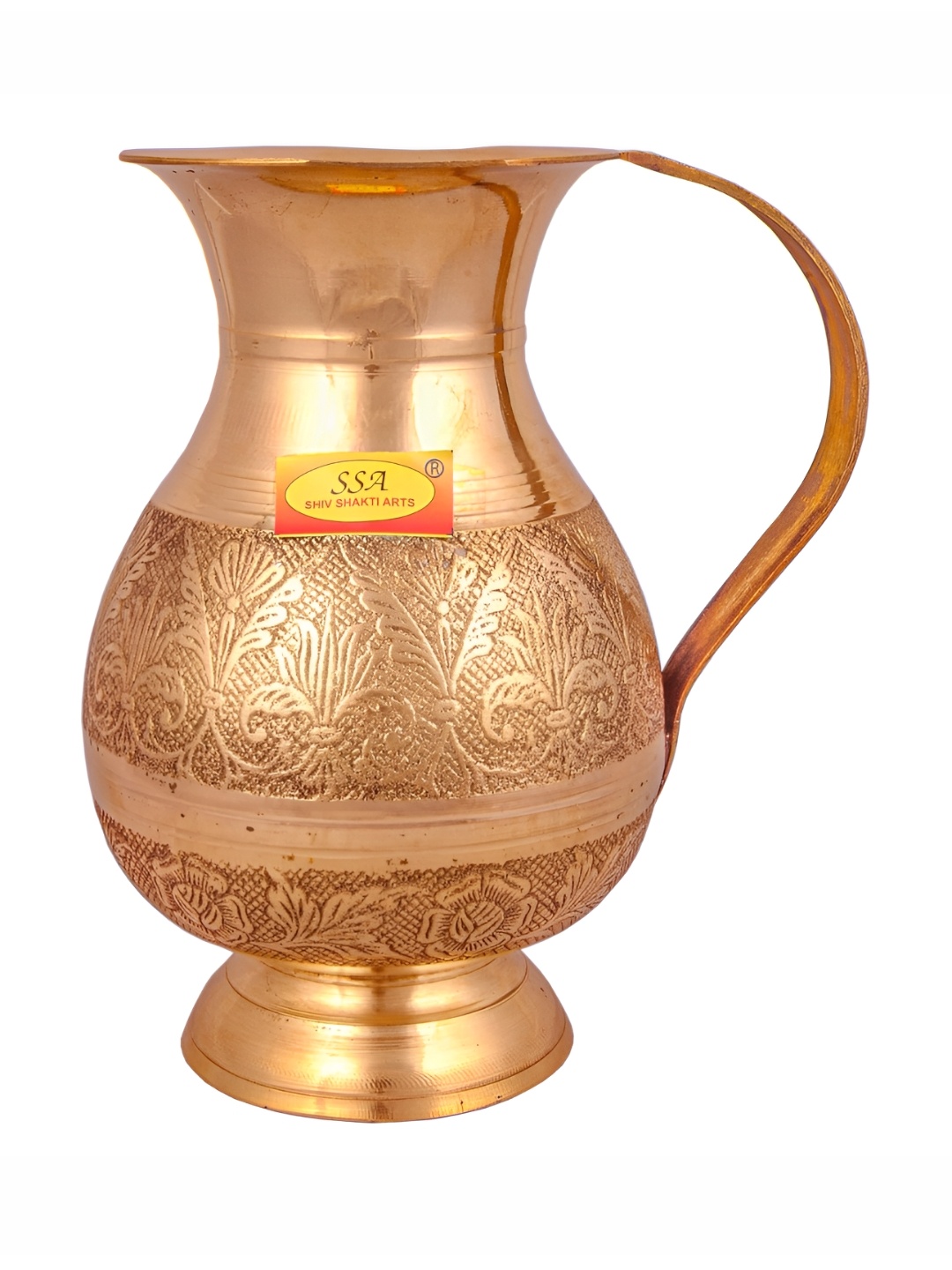 

Shivshakti Arts Copper Toned Flower Designed Brass Water Jug