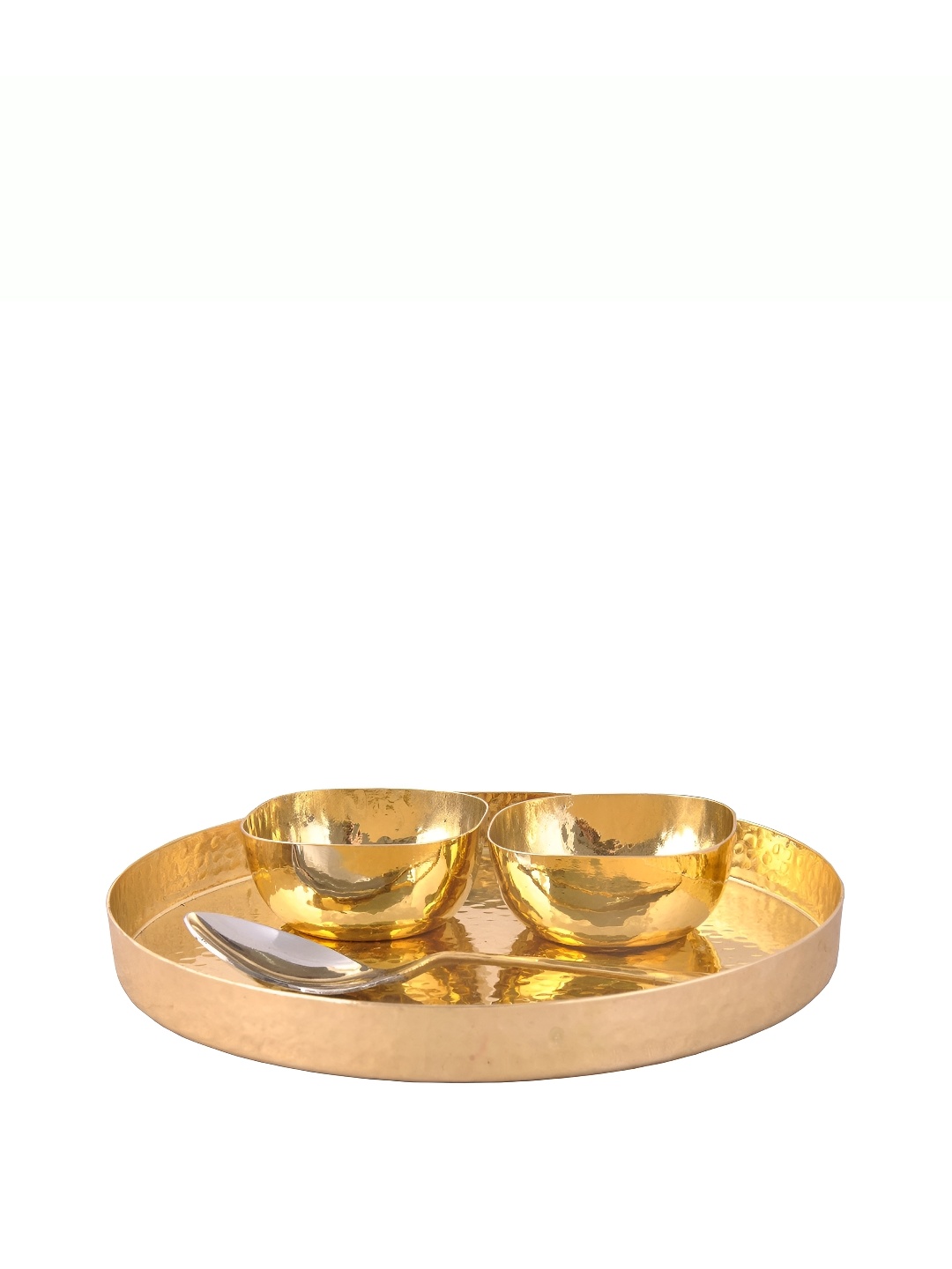 

Shivshakti Arts Copper Toned 4 Pieces Brass Glossy Dinner Set